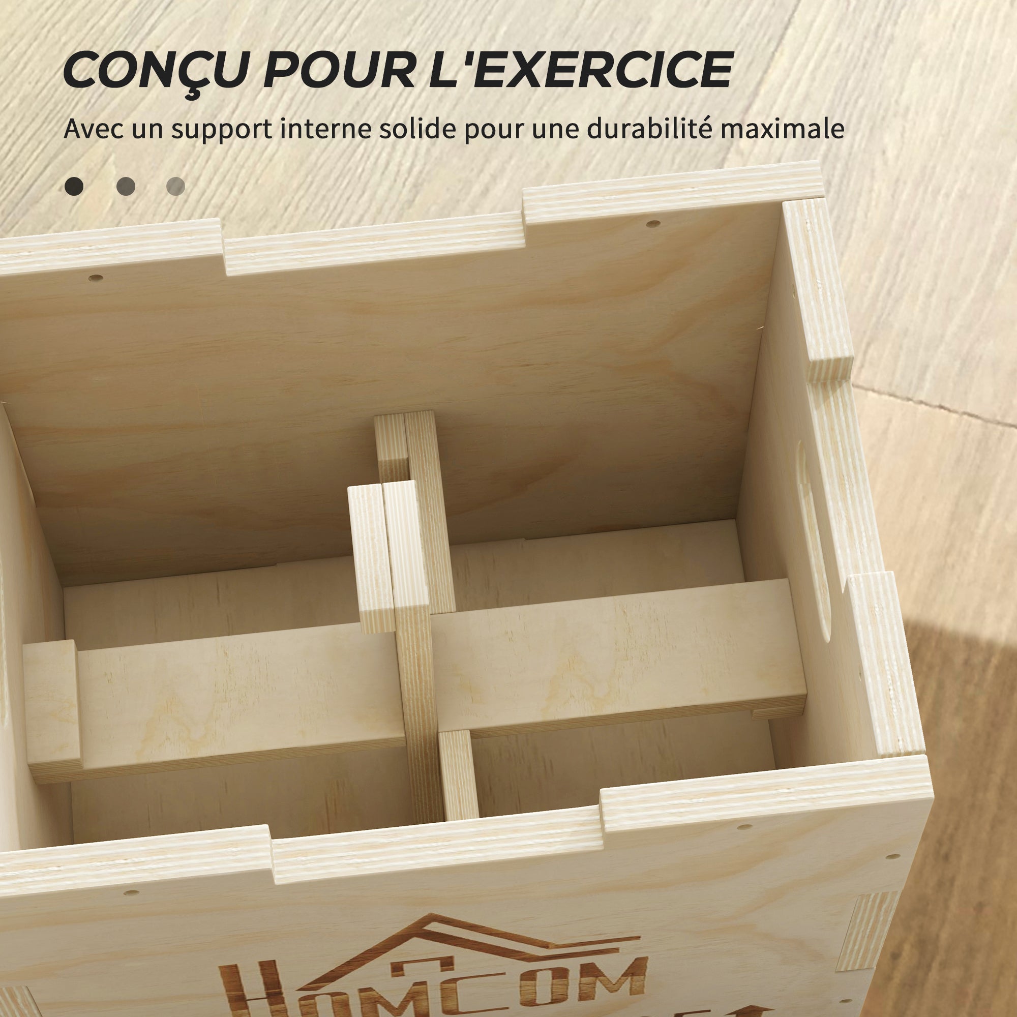 3-in-1 Plyometric Box Jump Crossfit Fitness & Muscular Training Plyobox for Box Training 40.5/35.5/30.5 cm in Wood