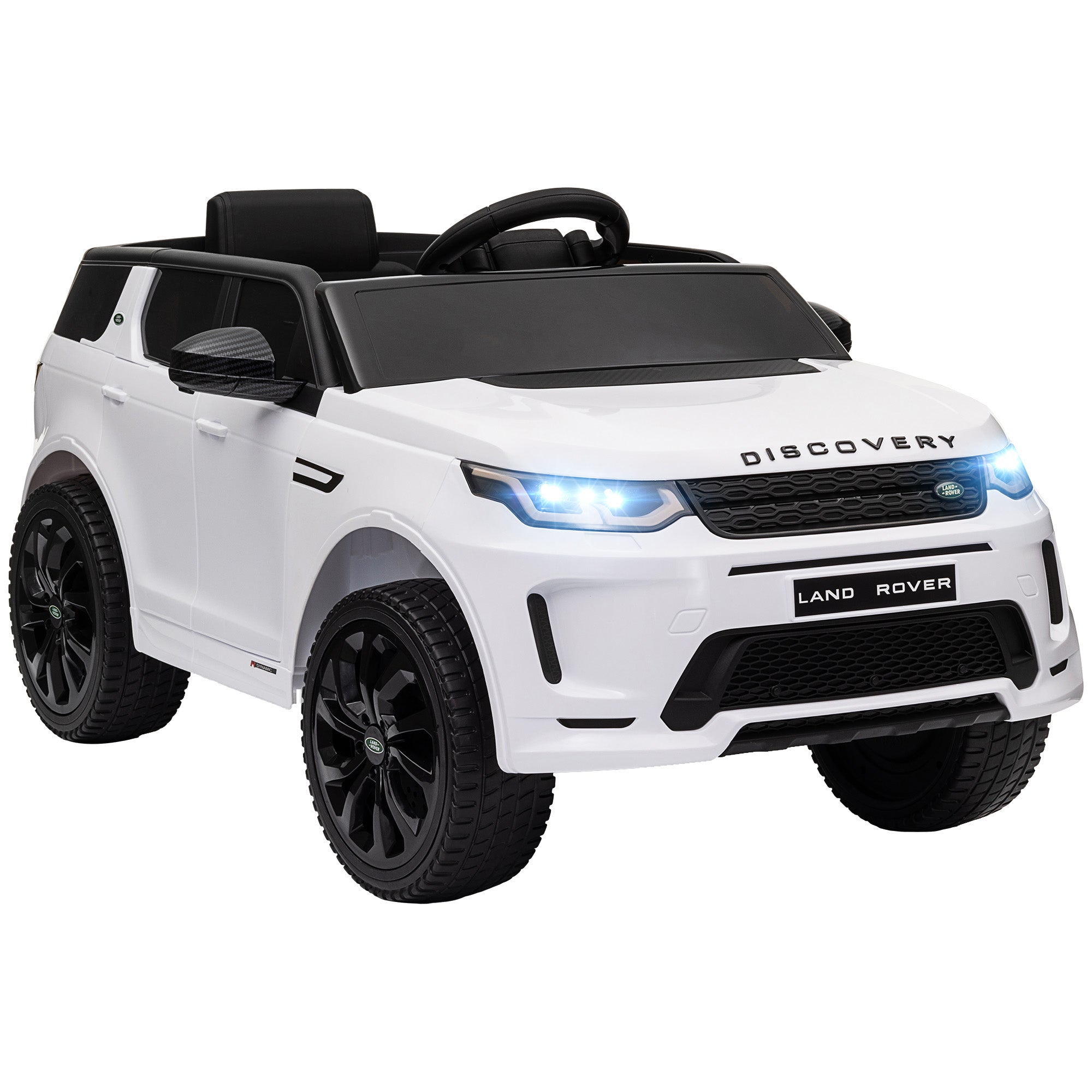 Kids Electric Car 12V Land Rover Discovery Sport Children's Vehicle with 2.4G Remote Control, Music, Horn, Electric Car with LED Lights, USB/MP3 Connection, 3-5 km/h, for Kids 3-6 Years, White