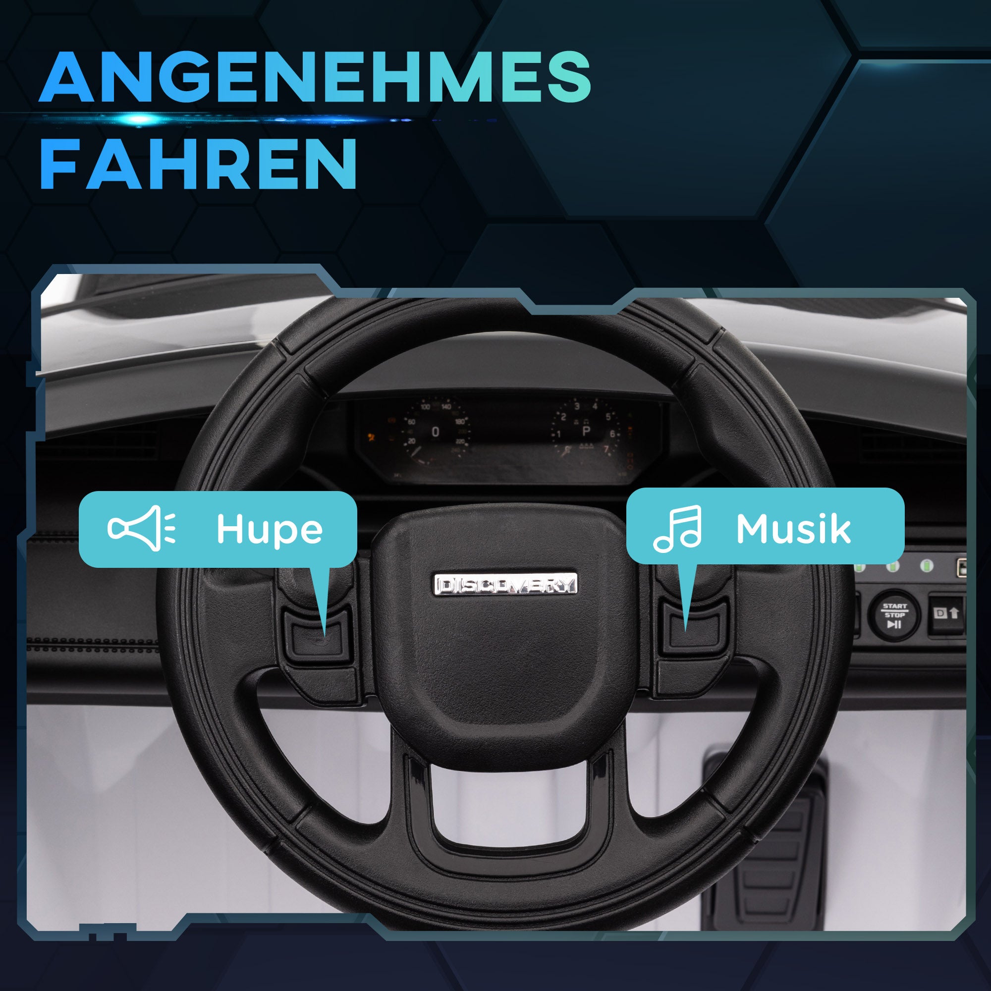 Kids Electric Car 12V Land Rover Discovery Sport Children's Vehicle with 2.4G Remote Control, Music, Horn, Electric Car with LED Lights, USB/MP3 Connection, 3-5 km/h, for Kids 3-6 Years, White