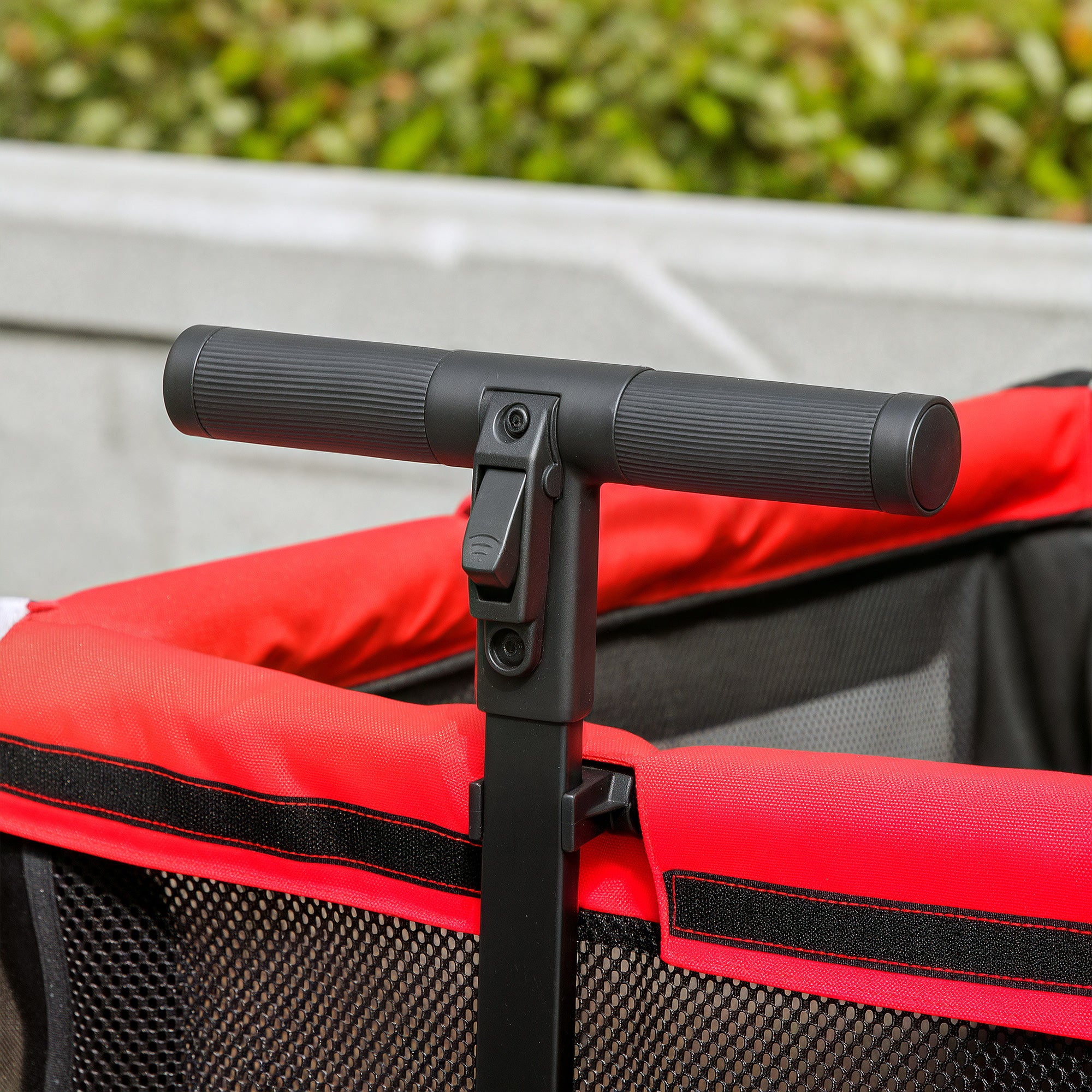 2-in-1 Folding Dog Stroller for Dogs & Cats up to 30 kg Pet Wagon with Cushion Mesh Windows 2 Doors Storage Bag Cat Stroller Buggy Red