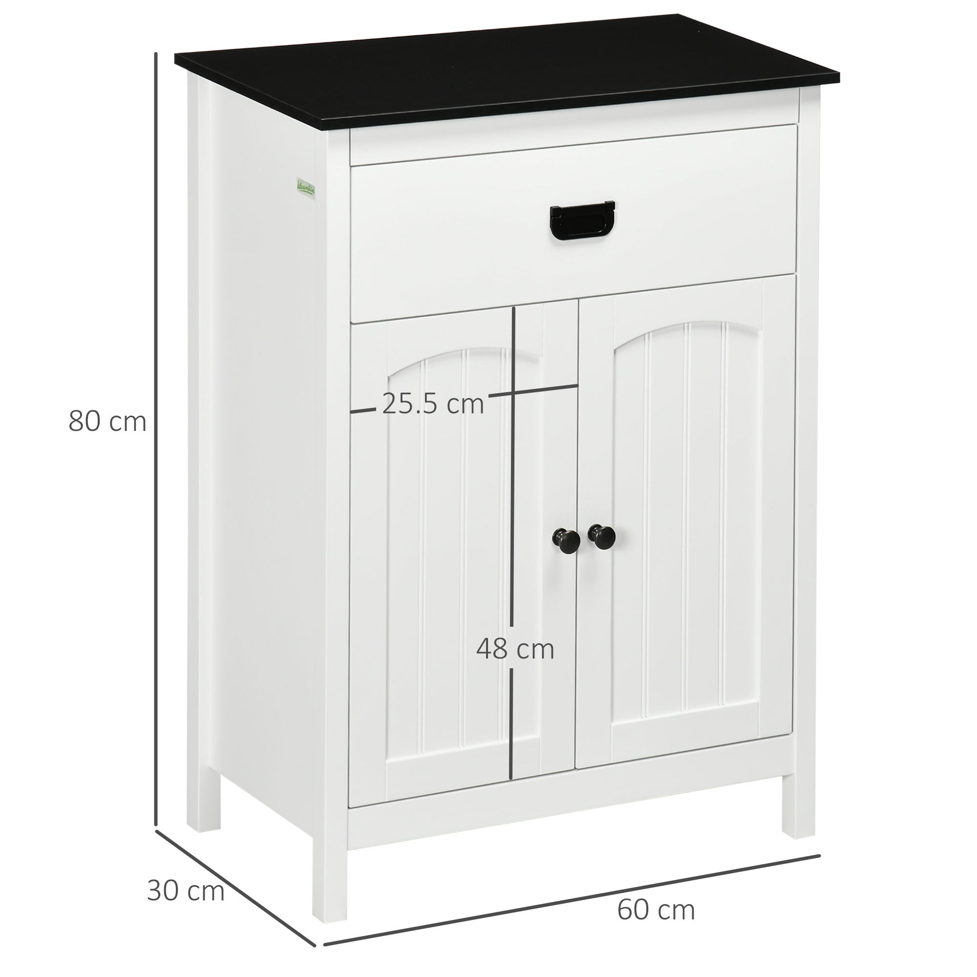 Bathroom Cabinet Auxiliary Bathroom Furniture with 1 Drawer 2 Doors and Adjustable Shelf for Sink Shower Modern Style 23.6x11.8x31.5 inches White