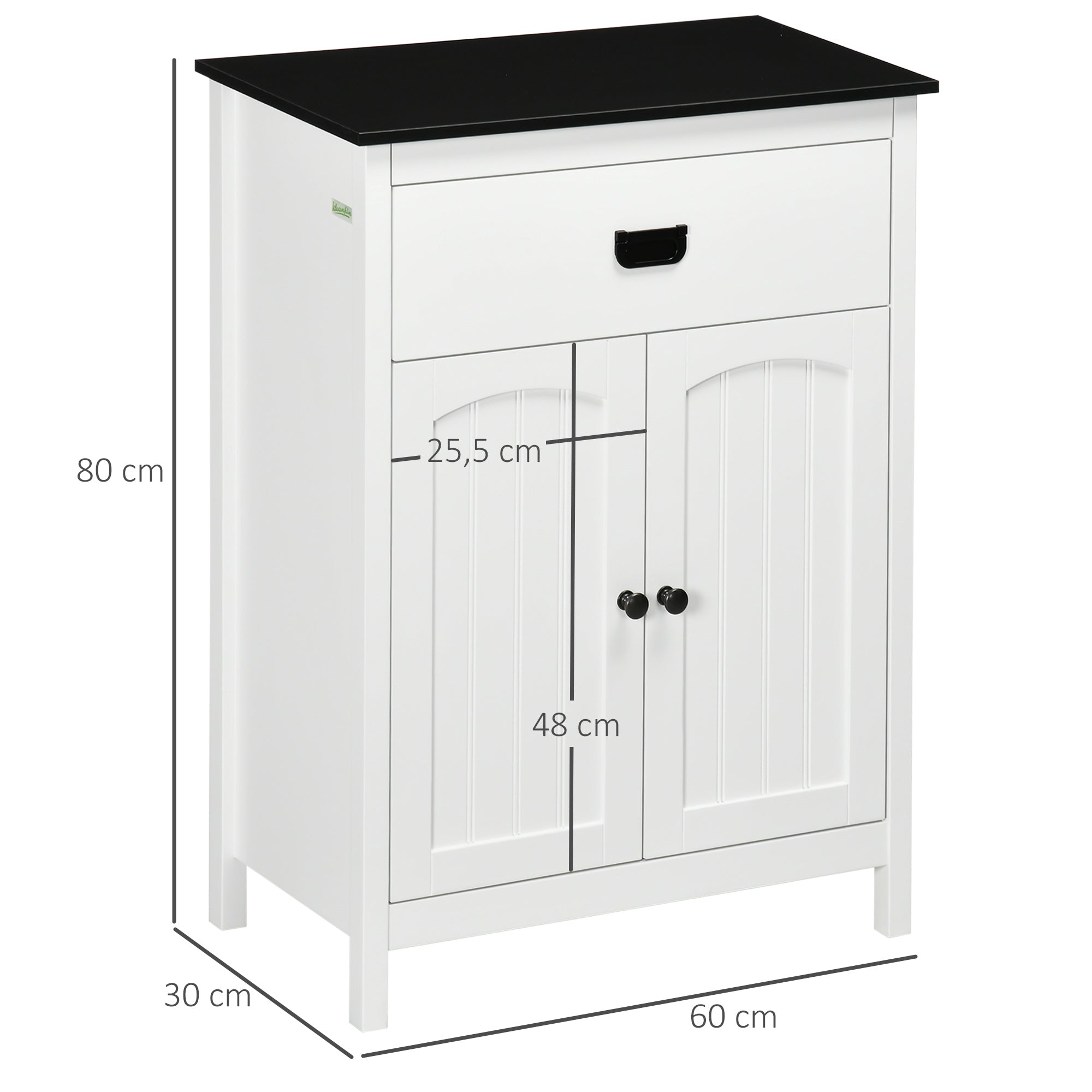 Bathroom Cabinet Auxiliary Bathroom Furniture with 1 Drawer 2 Doors and Adjustable Shelf for Sink Shower Modern Style 23.6x11.8x31.5 inches White