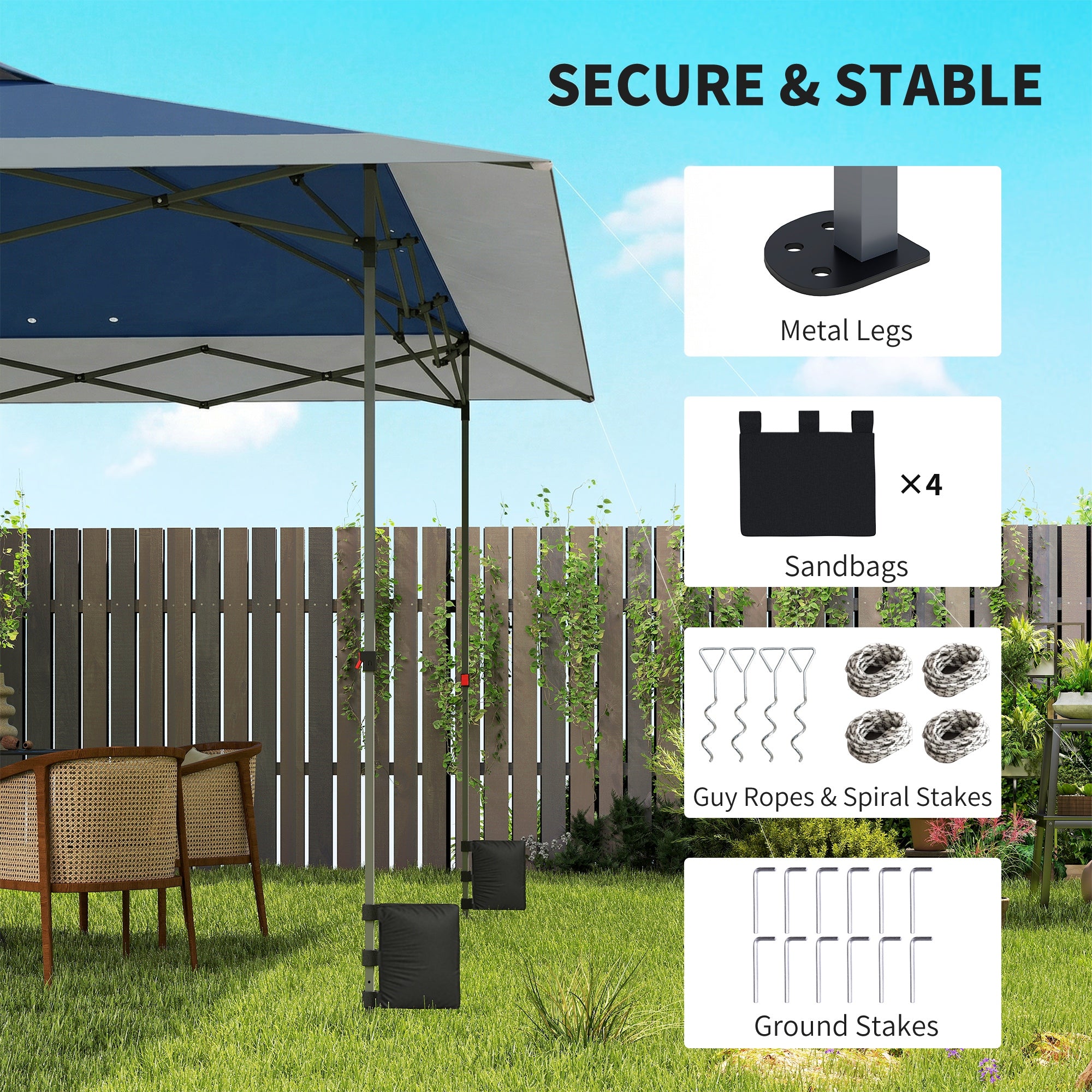 approx. 13'x13' Waterproof Cold-Resistant Pop-Up Folding Gazebo with One-Step Lock, UPF50+, Adjustable Height, Folding Party Tent for Garden with Carry Bag