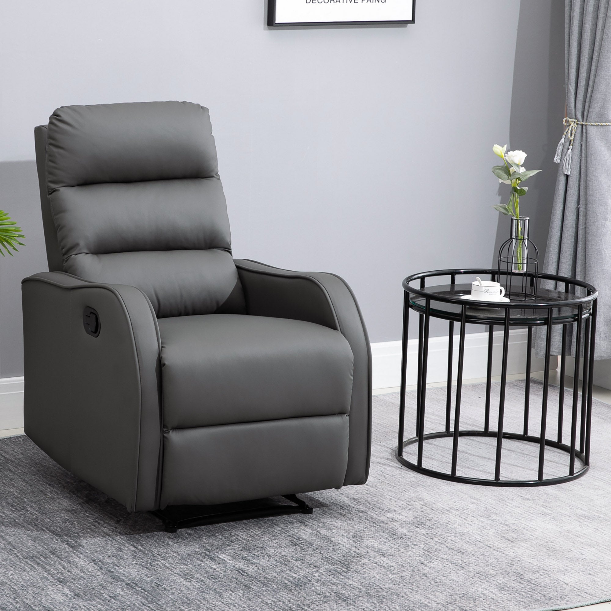 Recliner Chair, TV Armchair with Reclining Function, 160° Tiltable TV Chair, Relaxing Chair, Reclining Armchair for Living Room, Bedroom, Faux Leather, Dark Gray