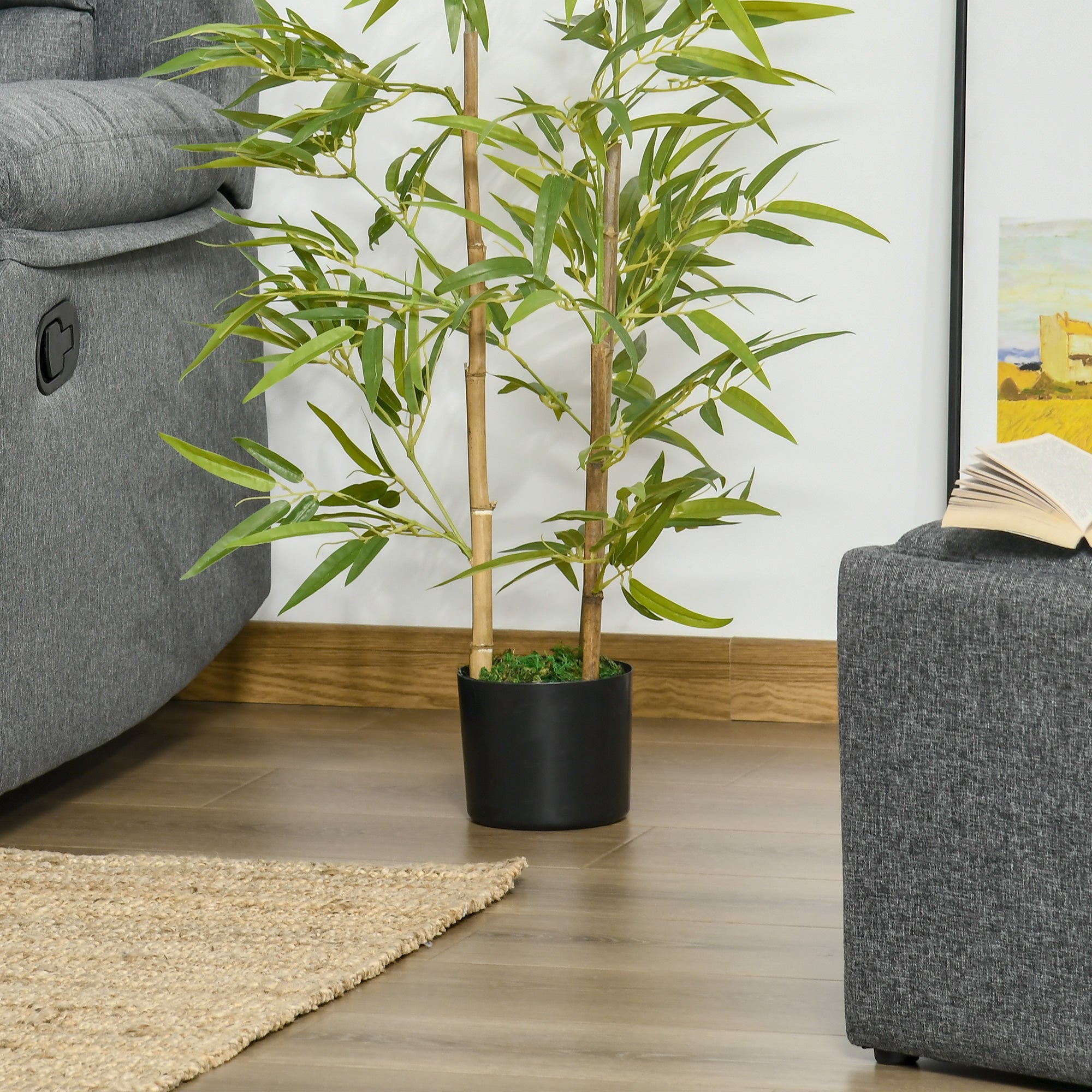 Artificial Indoor Plant 120cm in Pot with 336 Leaves, Realistic Fake Bamboo Plant for Indoor and Outdoor