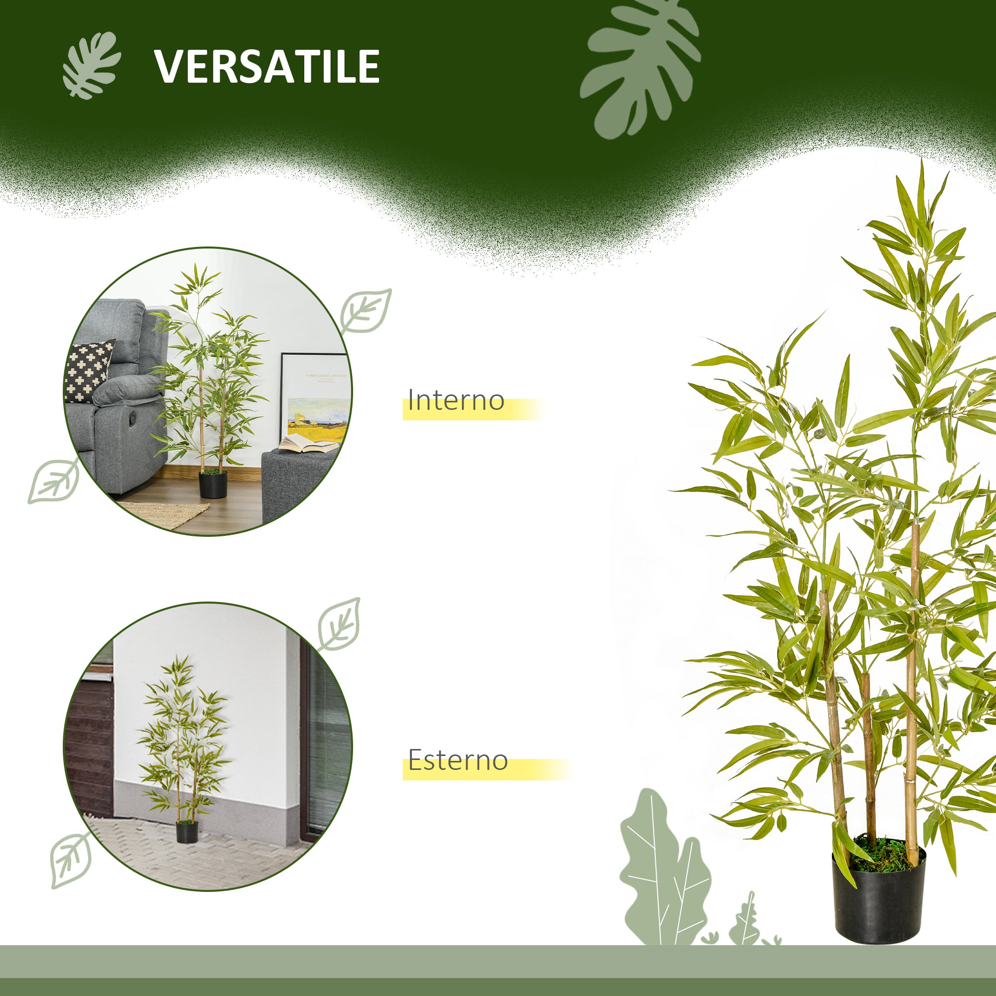 Artificial Indoor Plant 120cm in Pot with 336 Leaves, Realistic Fake Bamboo Plant for Indoor and Outdoor