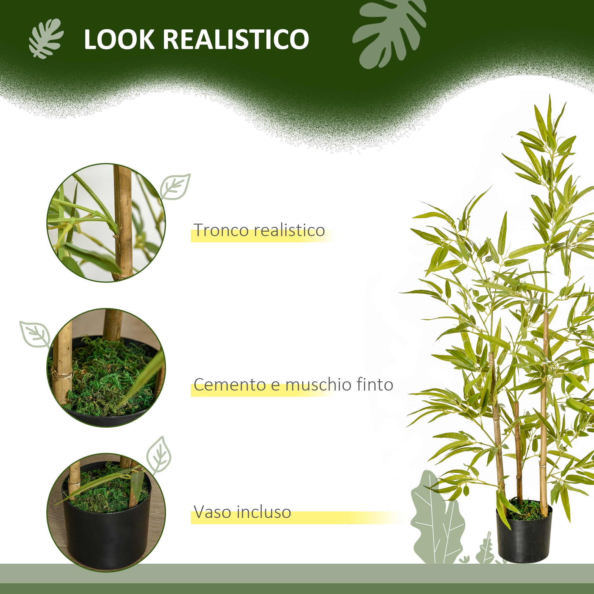 Artificial Indoor Plant 120cm in Pot with 336 Leaves, Realistic Fake Bamboo Plant for Indoor and Outdoor