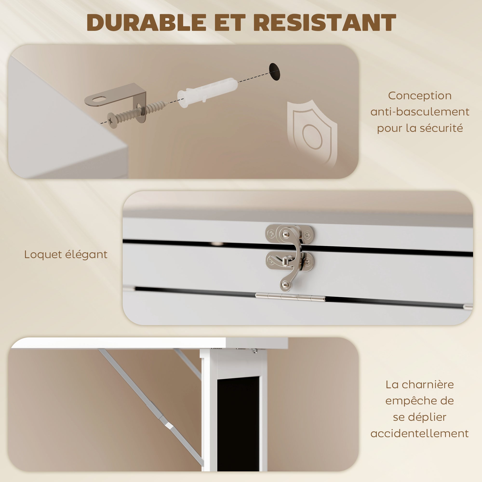 Folding Computer Desk, Desk with Storage, Wall-Mounted Foldable Table with Bookshelf, Workstation, Chalkboard, and Adjustable Shelf, White