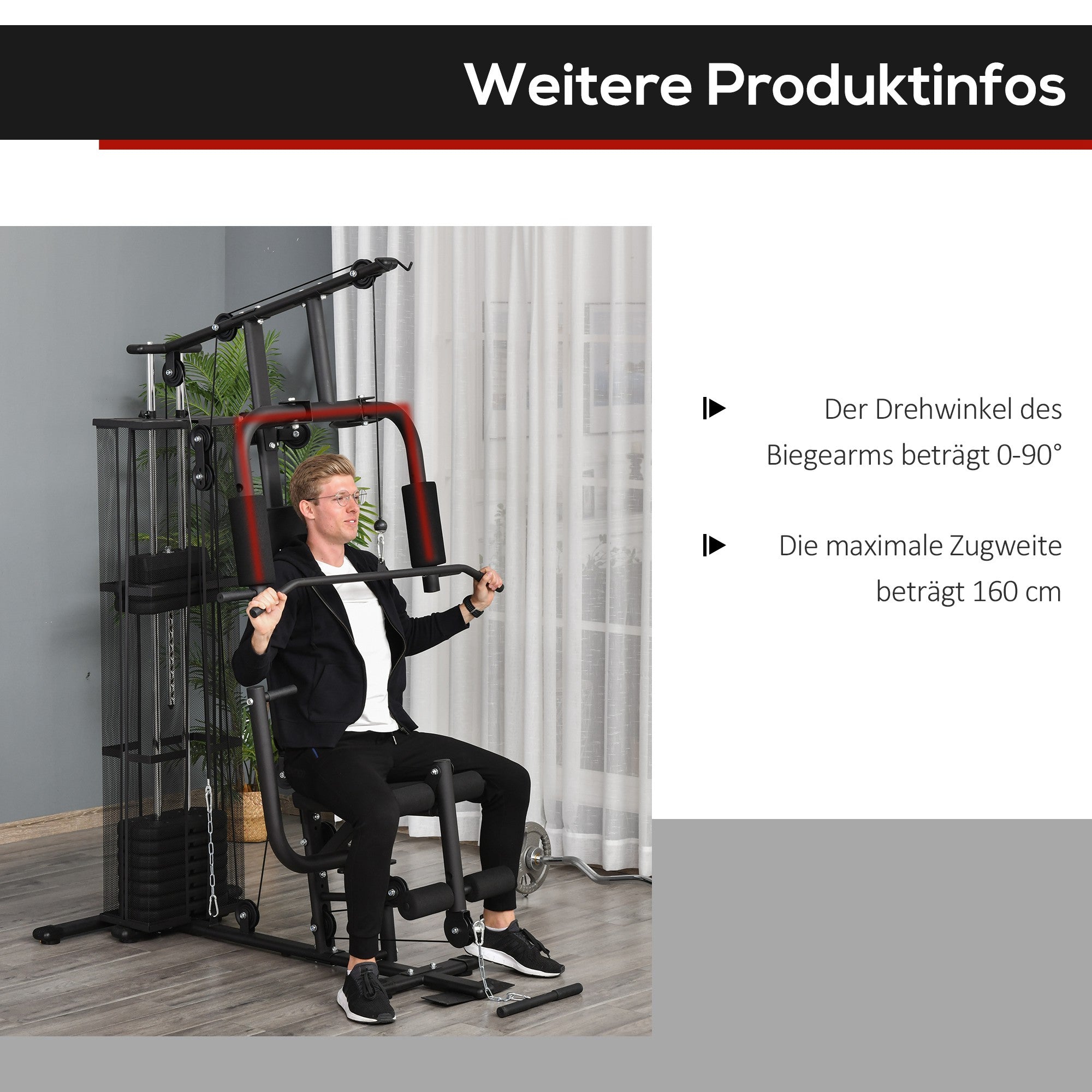 Power Station Fitness Station Fitness Equipment Multifunction Strength Training Multi-Station Training Station with Lat Pulldown Butterfly Bar 45kg Weights Rope, Fitness Equipment for Home Black