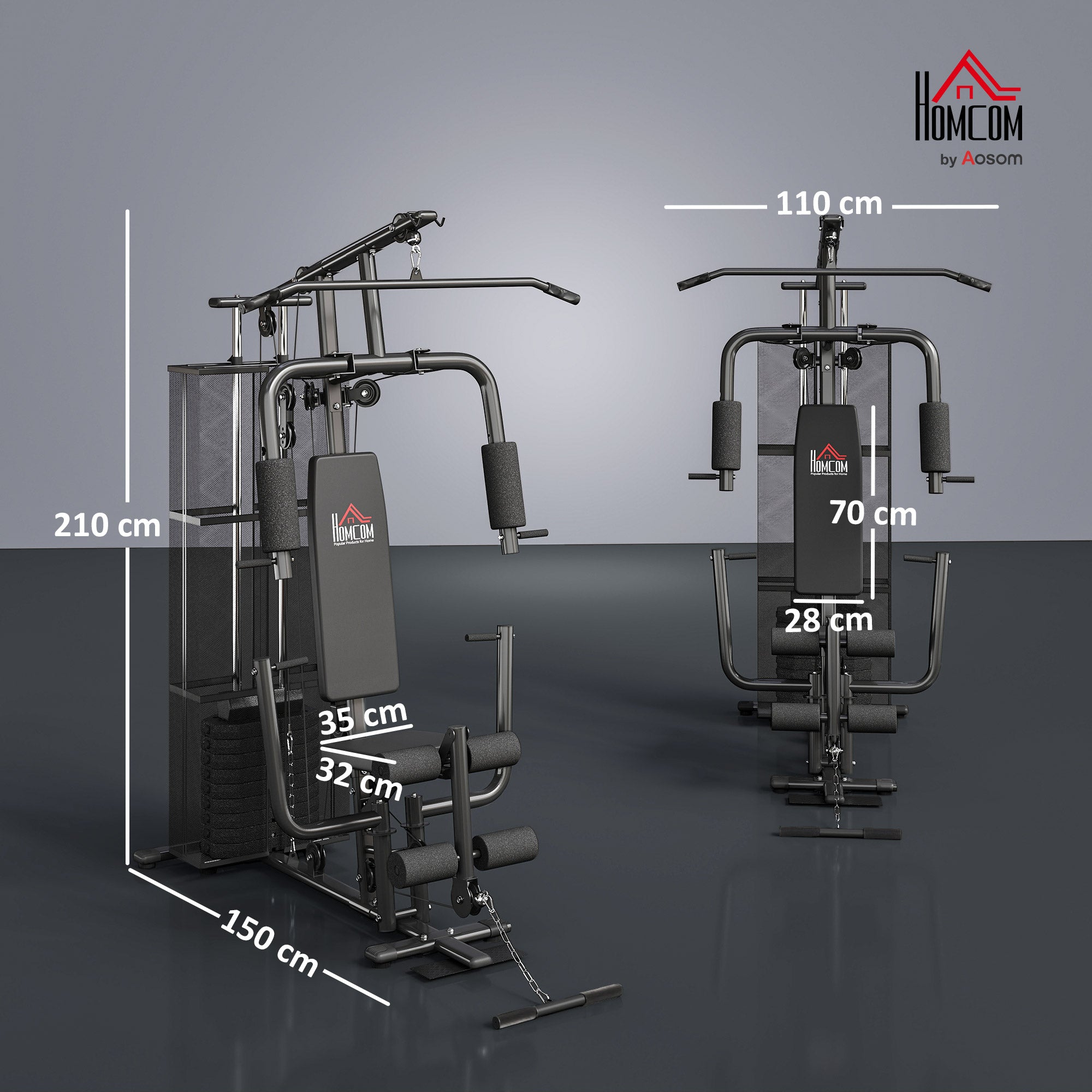Power Station Fitness Station Fitness Equipment Multifunction Strength Training Multi-Station Training Station with Lat Pulldown Butterfly Bar 45kg Weights Rope, Fitness Equipment for Home Black
