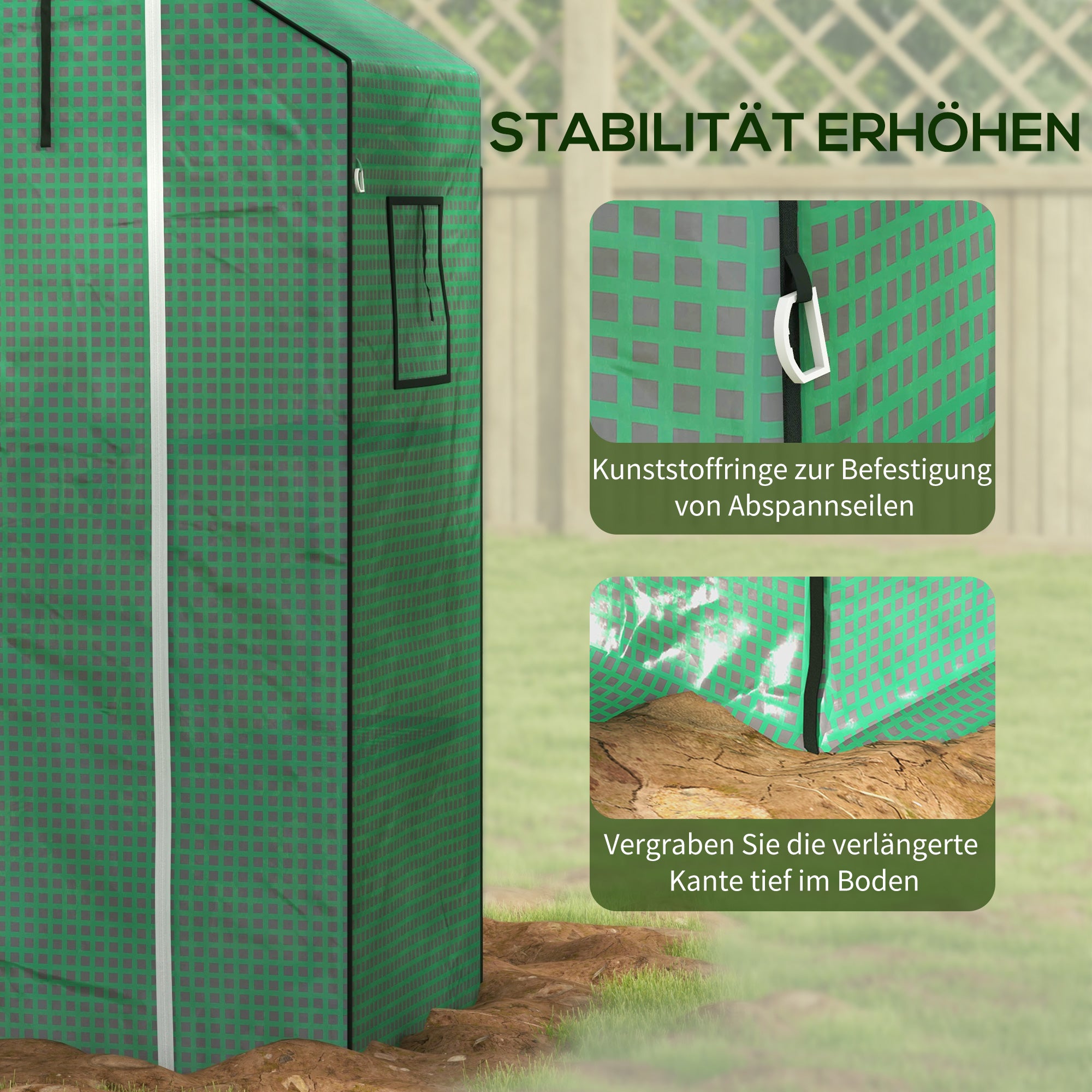 Greenhouse Film 1.4 x 1.9 m, Waterproof Garden Film with UV Protection Window, Tear-Resistant Polyethylene Film, Cover for Greenhouse, Tunnel Film for Outdoor Area, Plants, Green