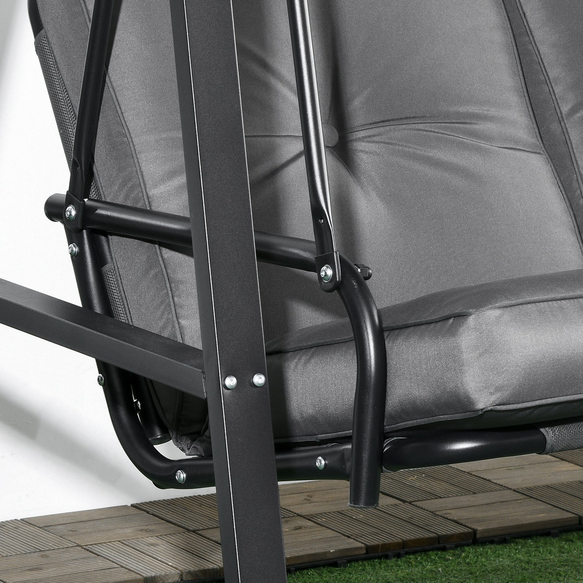 Hollywood 2-Seater Garden Swing with Adjustable Sunshade, Swing Bench Holds up to 220kg, Garden Lounger for Garden, Patio, 145 x 116 x 172 cm, Dark Gray