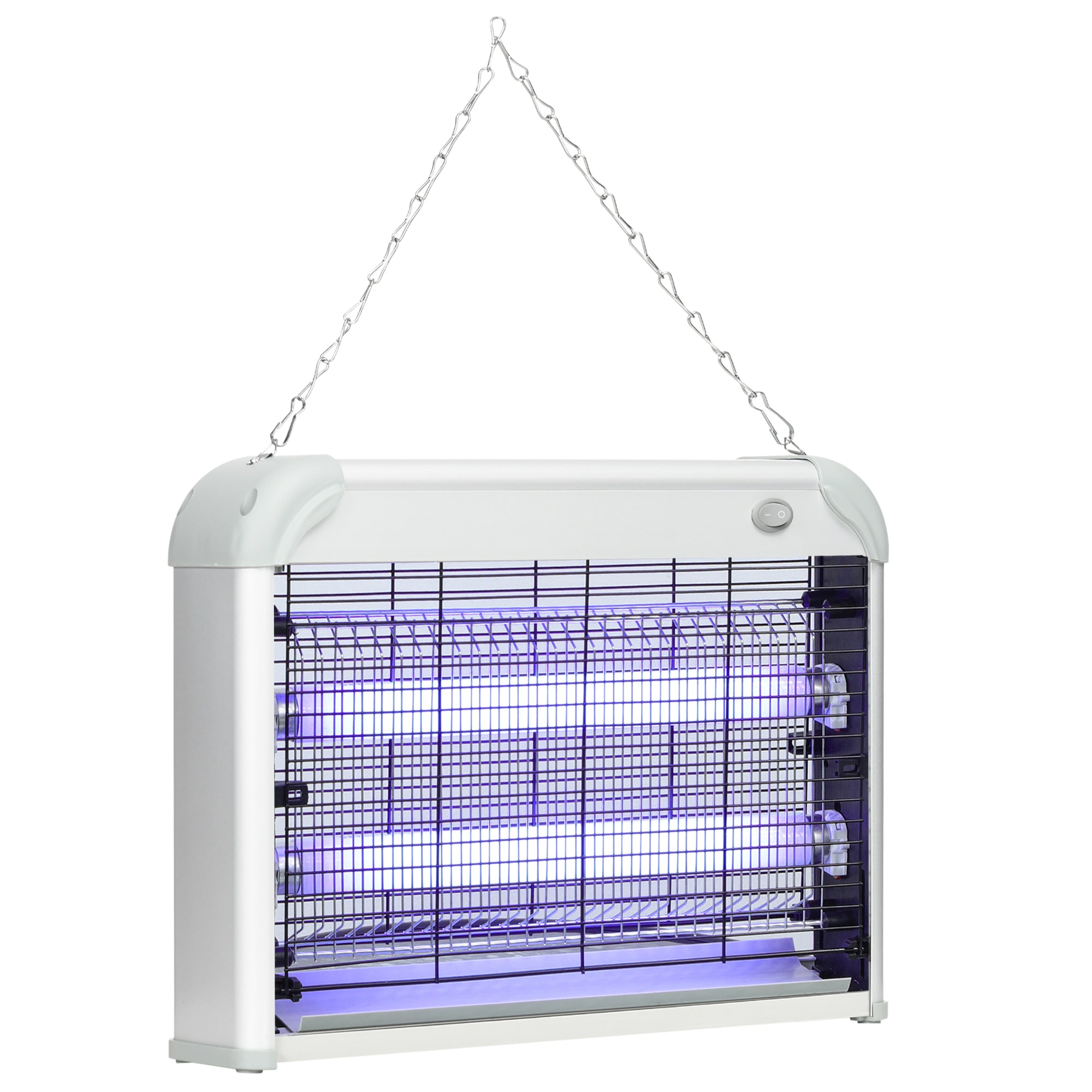 20W LED UV Mosquito and Insect Zapper with Removable Tray, White Mosquito Lamp in ABS and Metal, 39x8x28 cm
