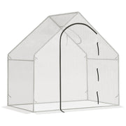 Greenhouse, 180 x 100 x 168 cm Film Greenhouse with Roll-up Door, Cold Frame, Tomato House with Top Window, PE Mesh Film, Winterproof Plant House for Garden, Balcony, White