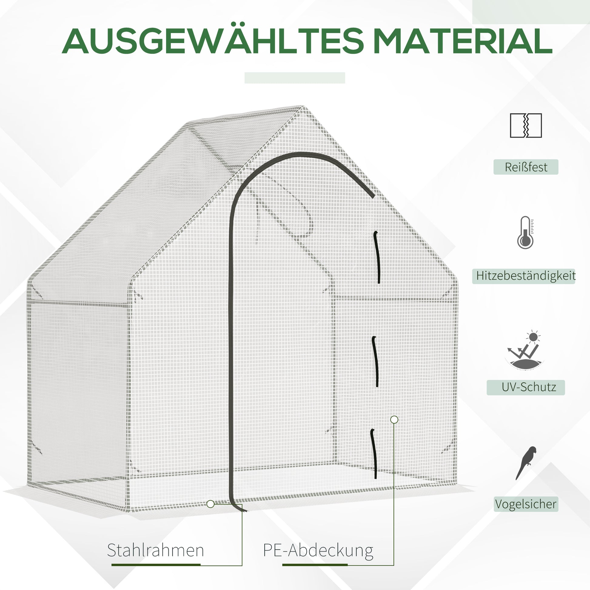 Greenhouse, 180 x 100 x 168 cm Film Greenhouse with Roll-up Door, Cold Frame, Tomato House with Top Window, PE Mesh Film, Winterproof Plant House for Garden, Balcony, White