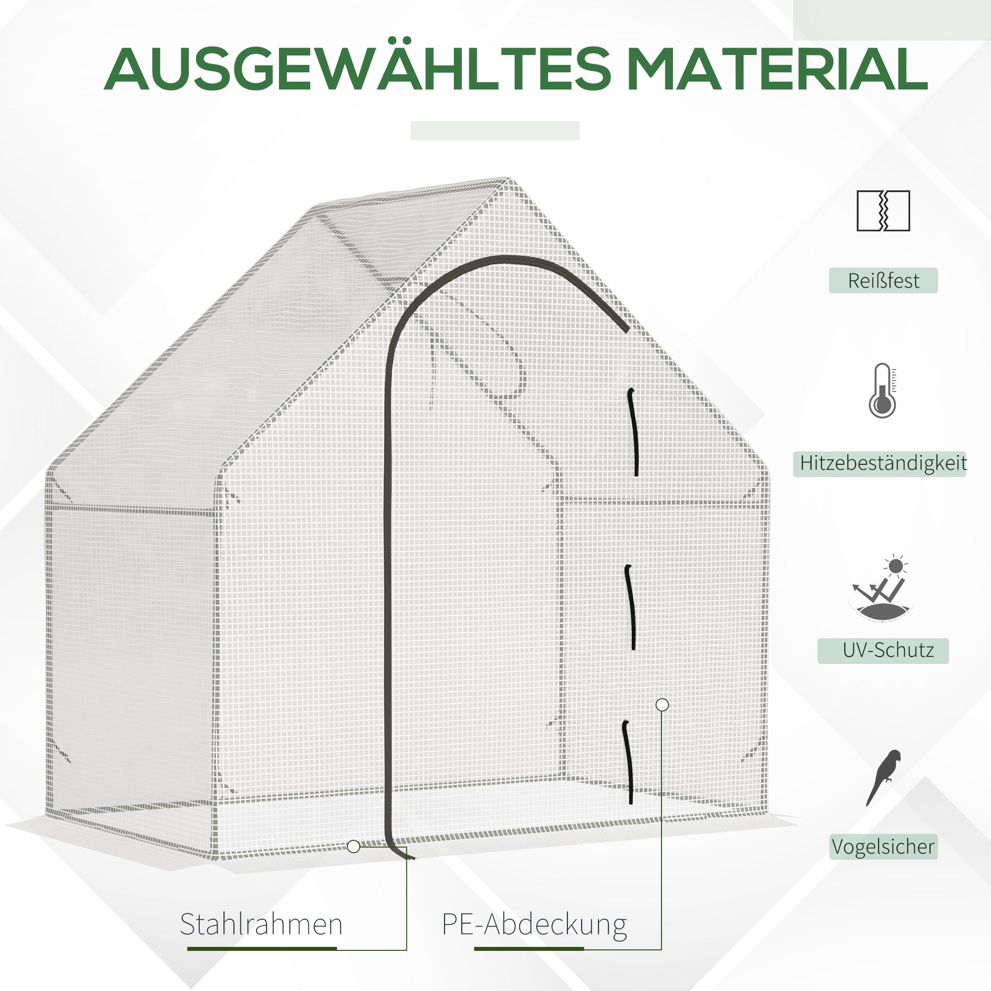 Greenhouse, 180 x 100 x 168 cm Film Greenhouse with Roll-up Door, Cold Frame, Tomato House with Top Window, PE Mesh Film, Winterproof Plant House for Garden, Balcony, White