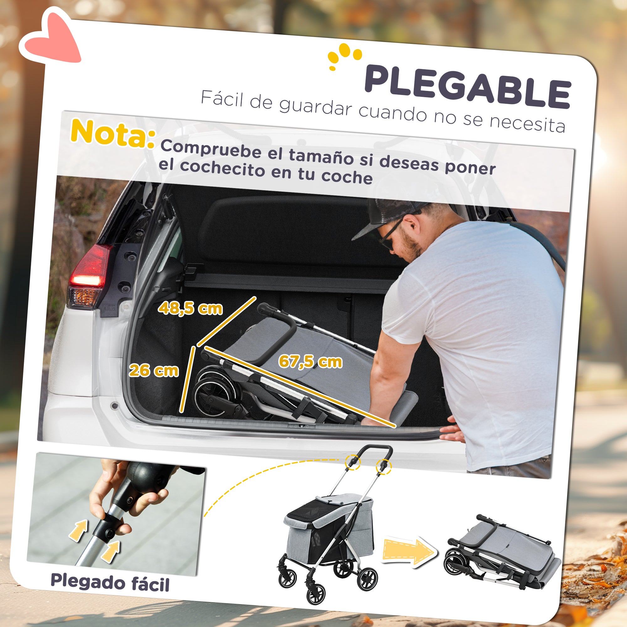 Dog Stroller Foldable Pet Stroller for Small Dogs with Universal Wheels Aluminum Frame Safety Strap Washable Pad and Mesh Windows 80x48.5x106 cm Gray