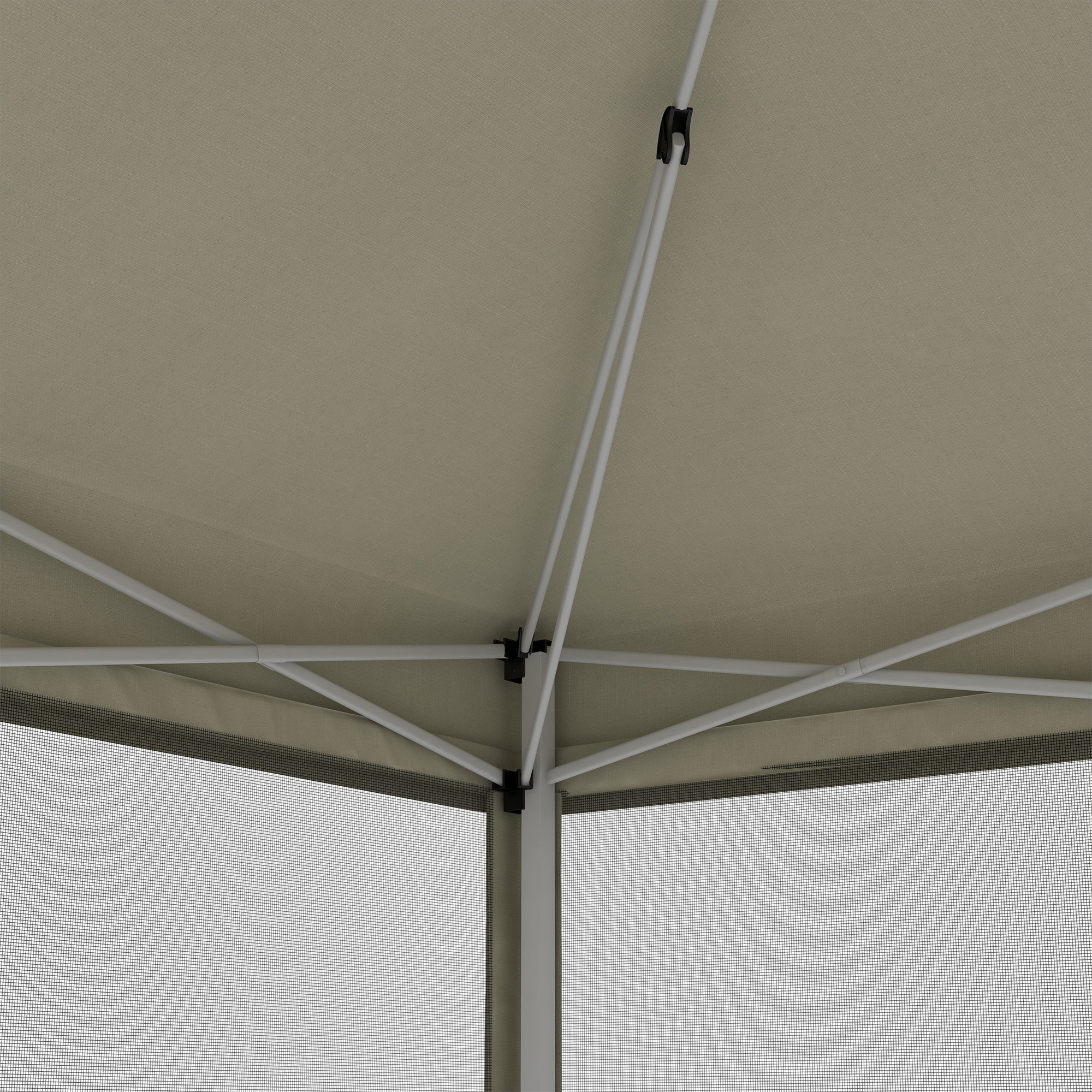 Folding Pavilion Gazebo Pop-up Canopy with Sidewalls incl. Carrying Bag, Steel+Oxford, Beige, 3x3x2.55m