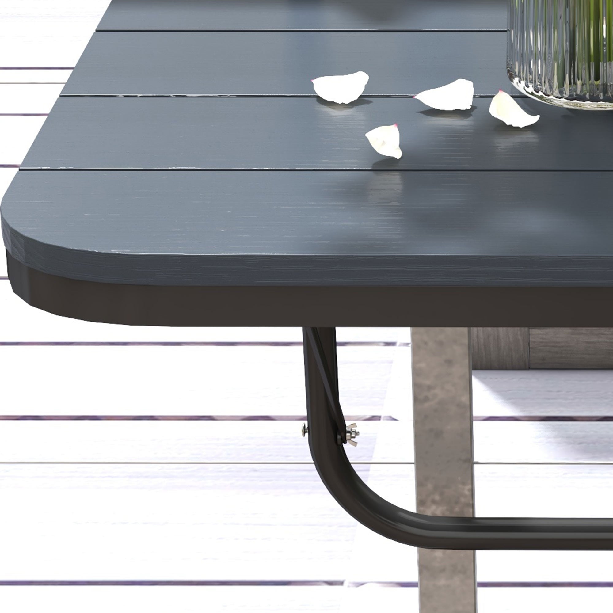 Hanging Balcony Table, Foldable Balcony Hanging Table, 4-Step Height Adjustable Folding Table, Hanging Table up to 25 kg, for Garden, Aluminum, 60 x 40 cm, Black