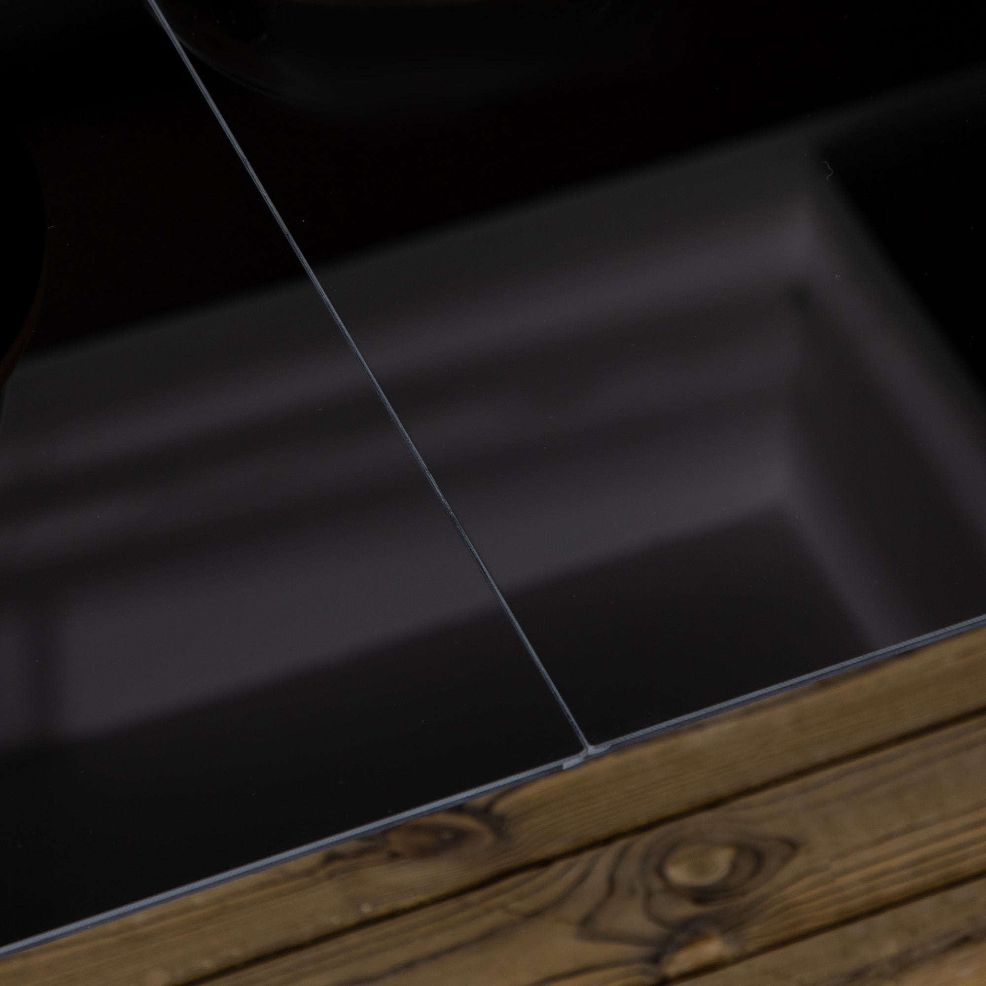 Garden Table Aluminum 150 x 90 cm Weatherproof Balcony Table with Glass Tabletop, Buffet Table Camping Table for 6 People Patio Table Outdoor Dining Table for Garden, Patio Balcony Black