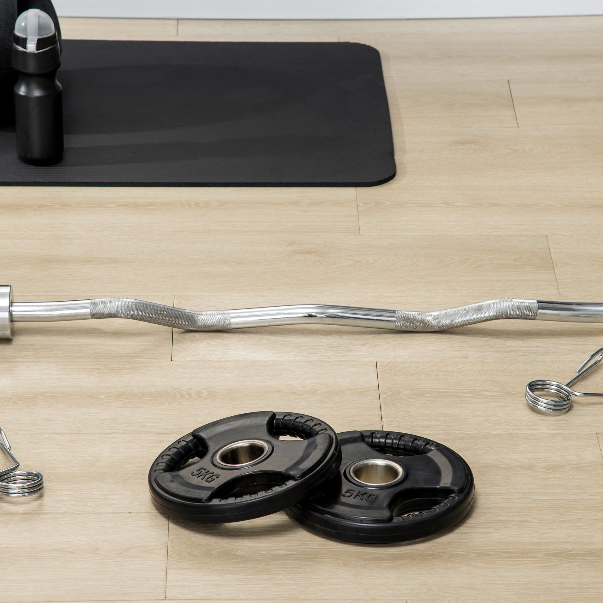 SPORTNOW Weight Plates Set of 2, Tri-Grip 2 x 5 KG Rubber Olympic Plates, floor-friendly weight plates with 5 cm bore, three handles, for weightlifting, strength training