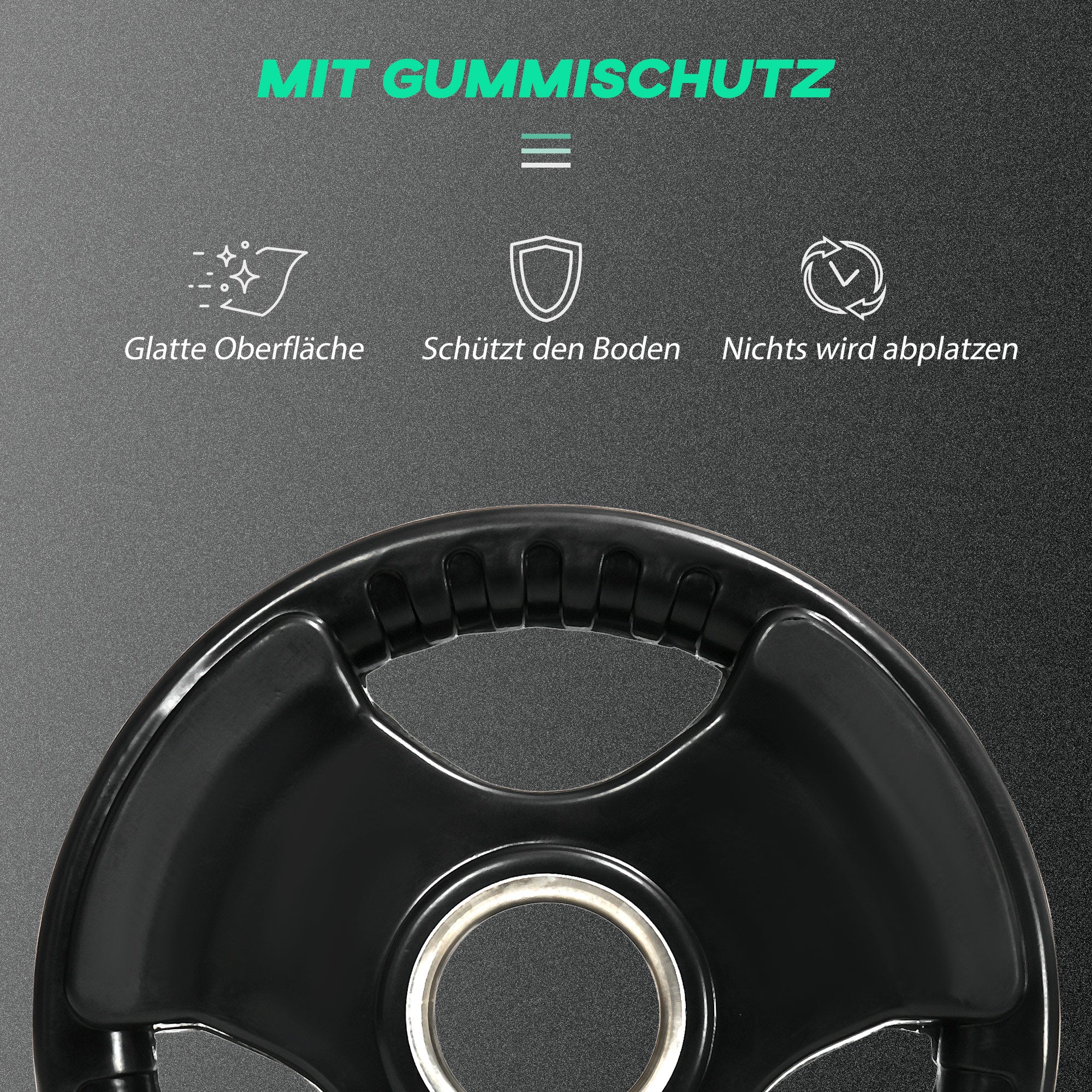 SPORTNOW Weight Plates Set of 2, Tri-Grip 2 x 5 KG Rubber Olympic Plates, floor-friendly weight plates with 5 cm bore, three handles, for weightlifting, strength training