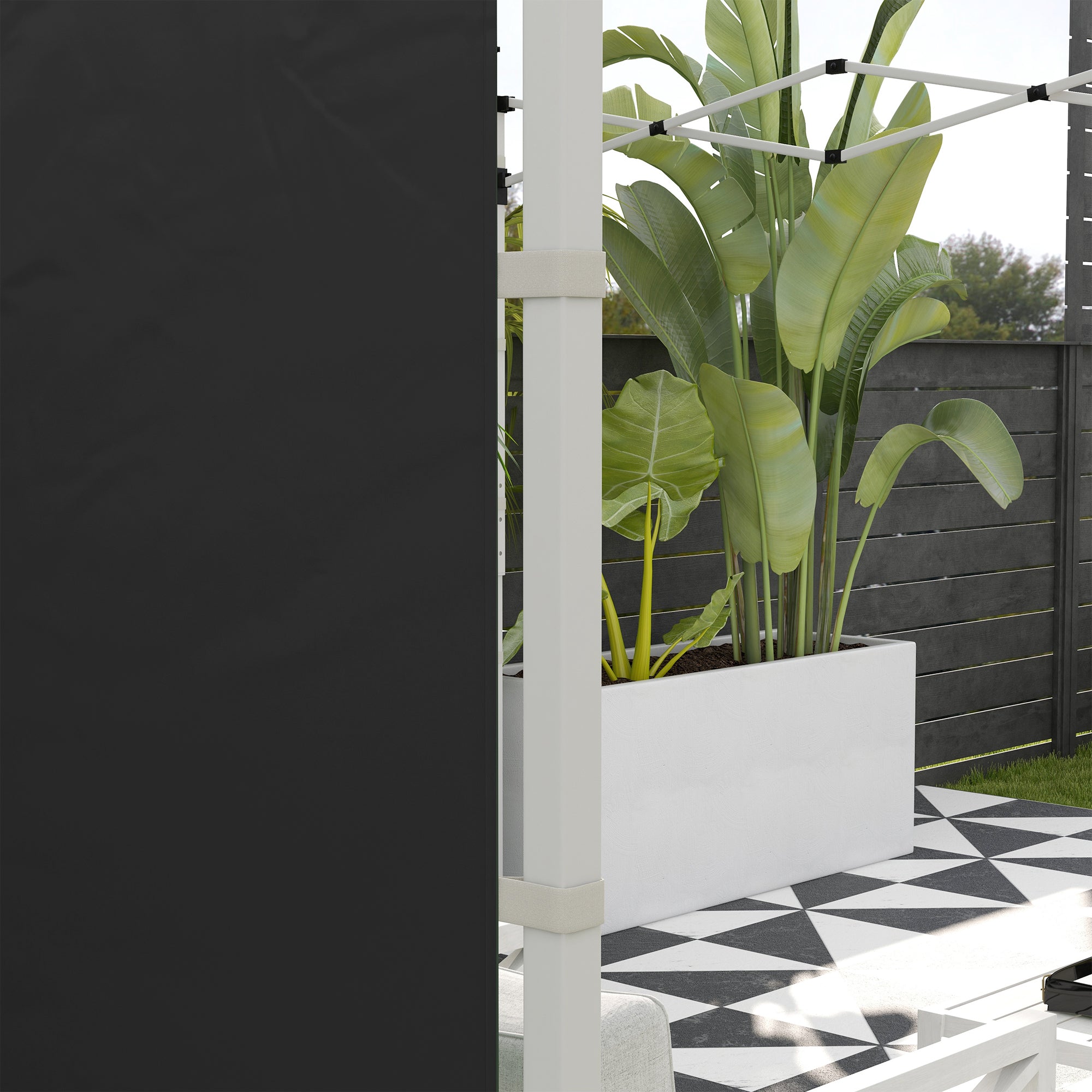 2-Piece Side Walls for Gazebo 3x3/3x6 m, Side Wall with Window and Velcro Fastener, Waterproof Oxford Fabric Side Walls, as Wind and Privacy Protection for Party Tent, Black