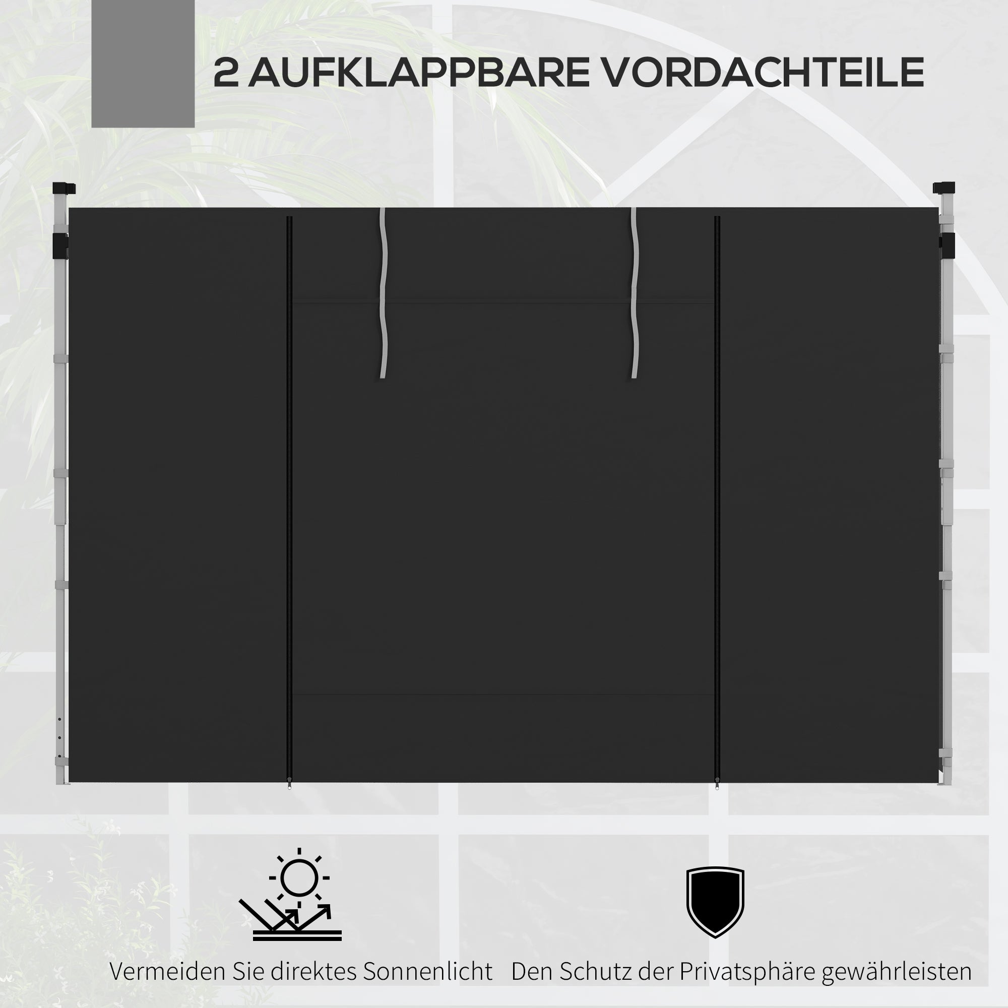 2-Piece Side Walls for Gazebo 3x3/3x6 m, Side Wall with Window and Velcro Fastener, Waterproof Oxford Fabric Side Walls, as Wind and Privacy Protection for Party Tent, Black