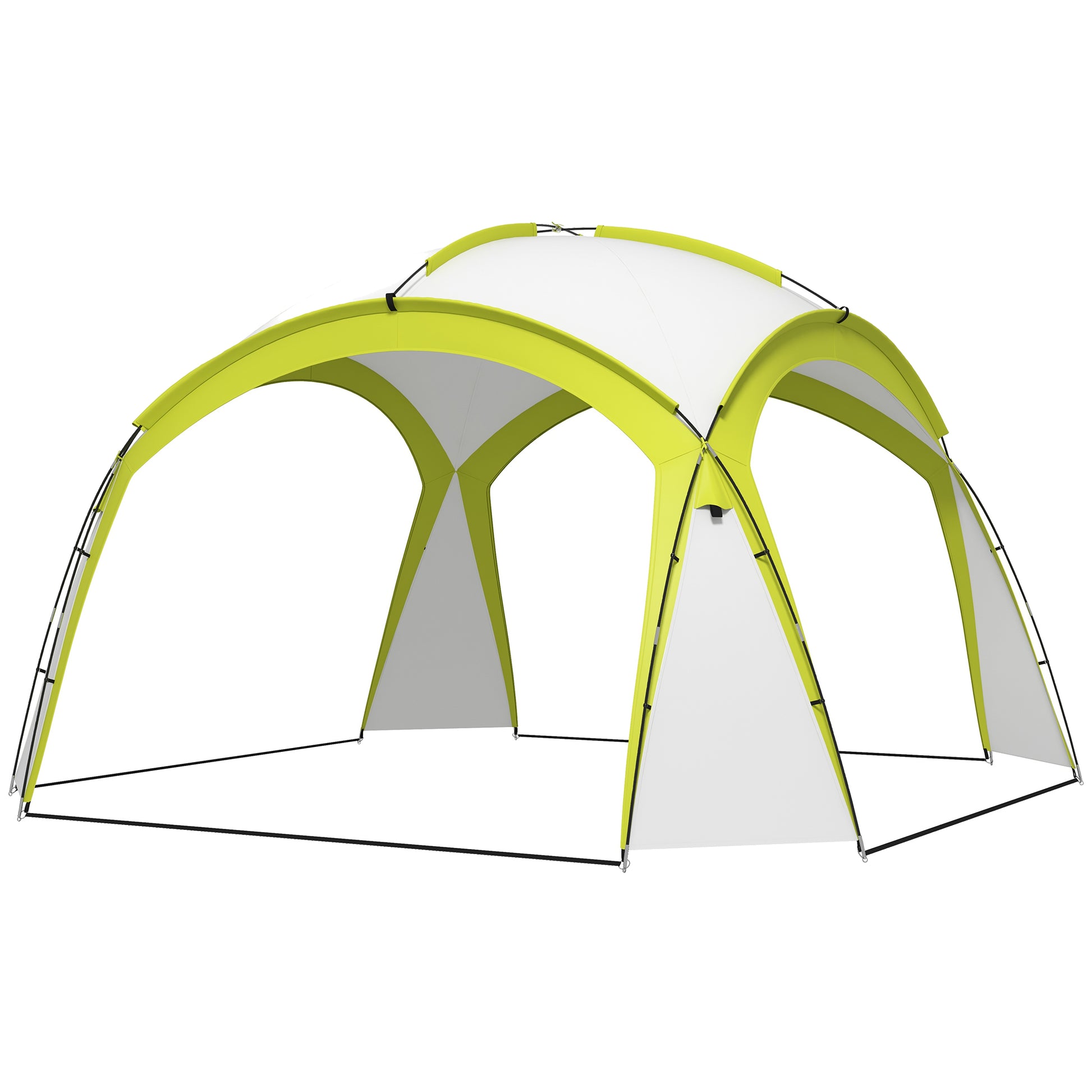 Event Shelter 3.5 x 3.5m Pavilion with Hook Door, Rain Protection with Sturdy Steel Poles, Garden Pavilion with UV Protection, Party Tent Sunshade for Camping, Garden Festivals Green