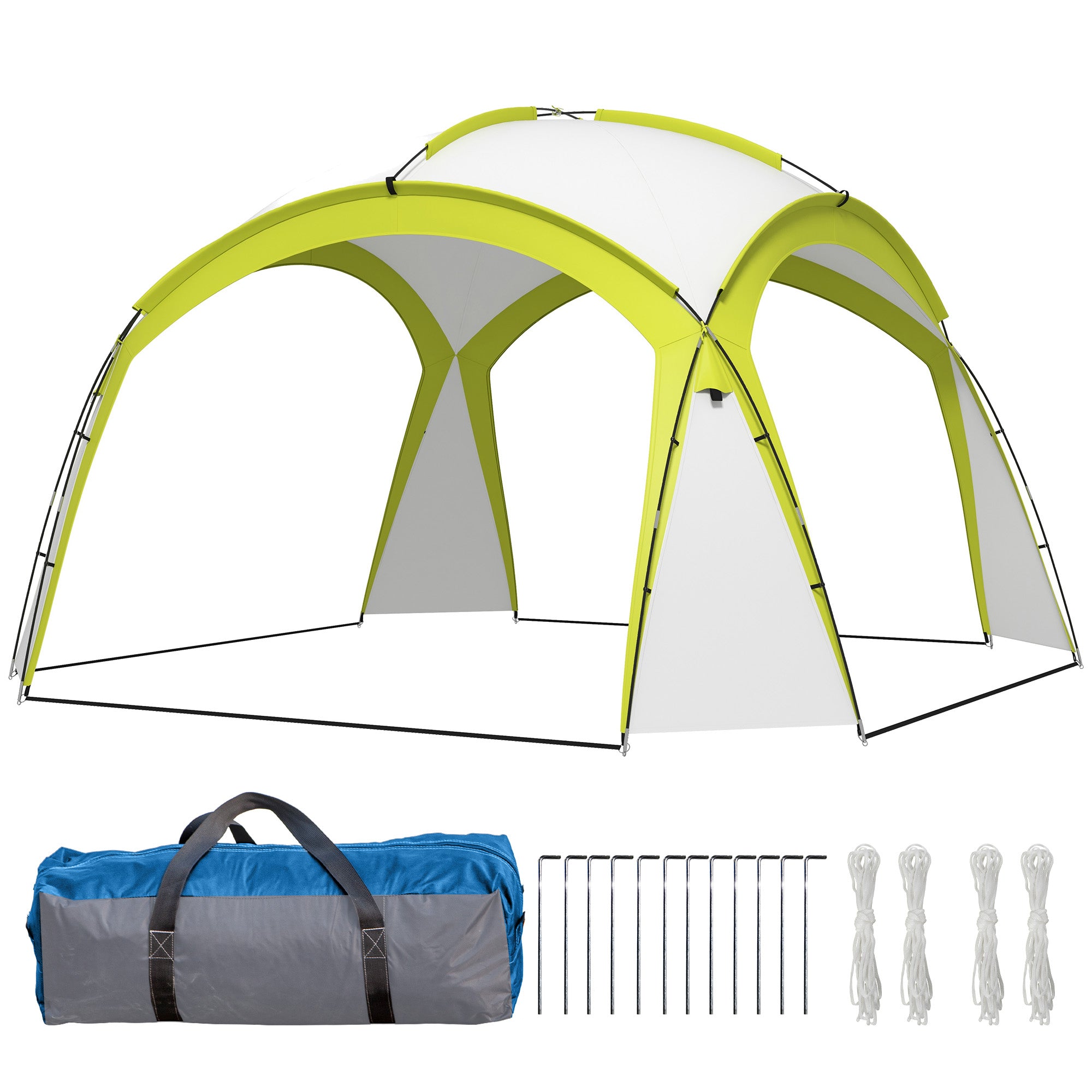 Event Shelter 3.5 x 3.5m Pavilion with Hook Door, Rain Protection with Sturdy Steel Poles, Garden Pavilion with UV Protection, Party Tent Sunshade for Camping, Garden Festivals Green