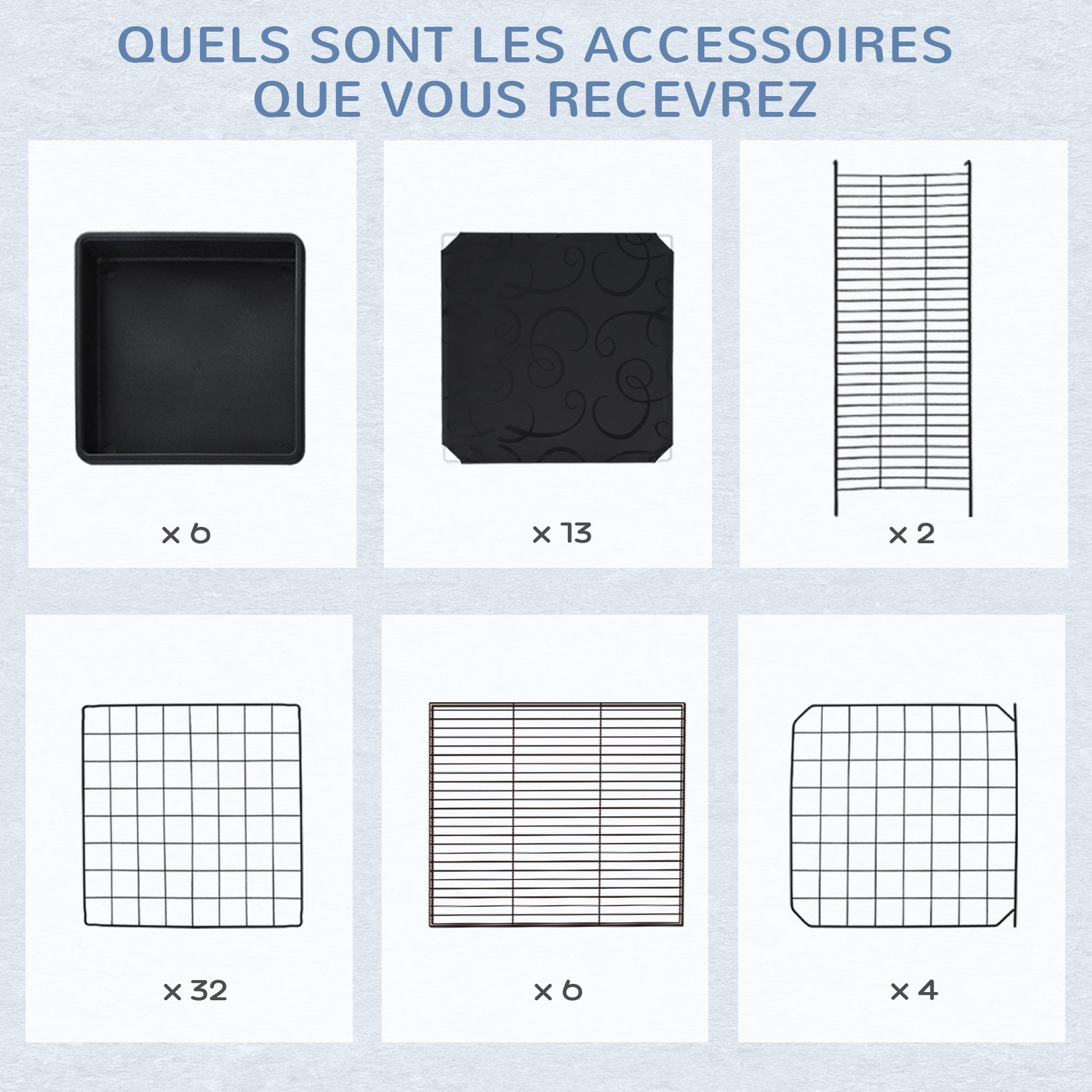 Modular rodent enclosure cage dim. L 111 x W 75 x H 119 cm 3 levels 4 doors black wire mesh