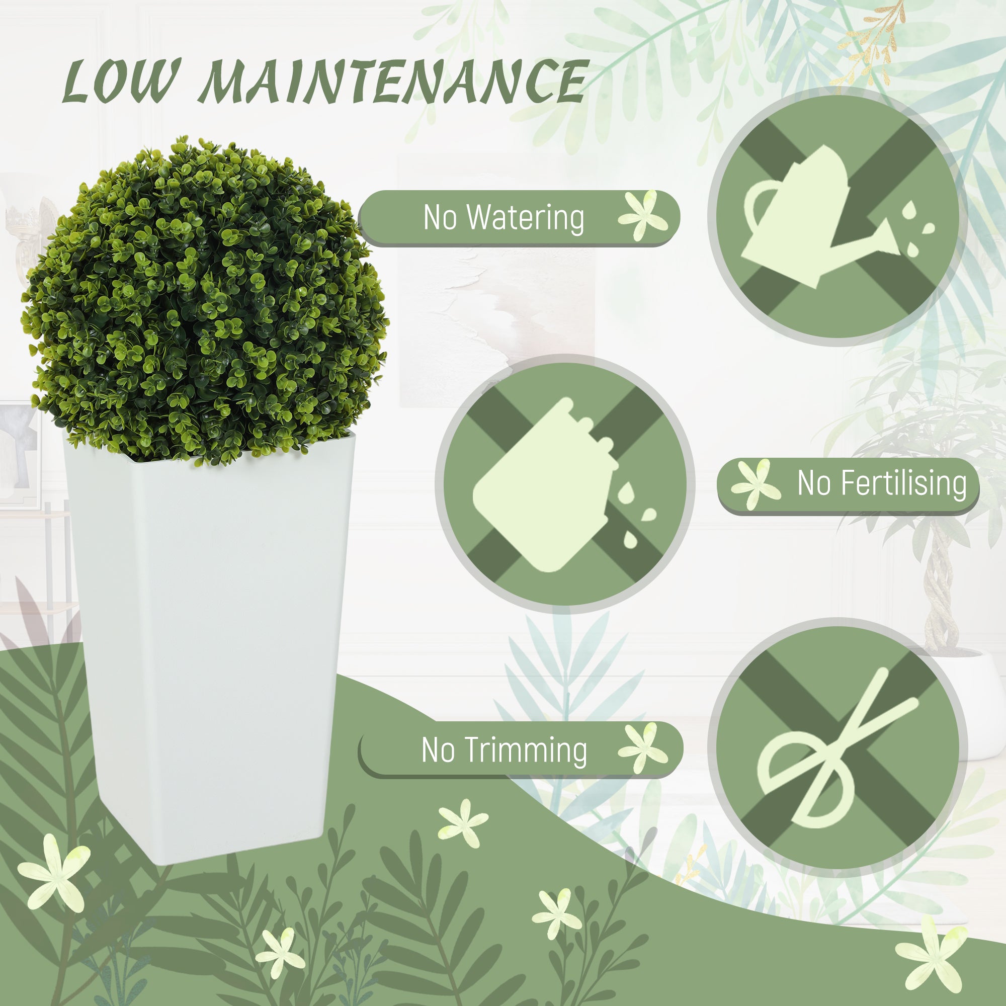 2-Pack Artificial Eucalyptus Topiary Balls, 25.6" Tall, 330 Leaves, Realistic UV-Protected Plastic Plants in Pots for Living Room, Bedroom, Office, Garden