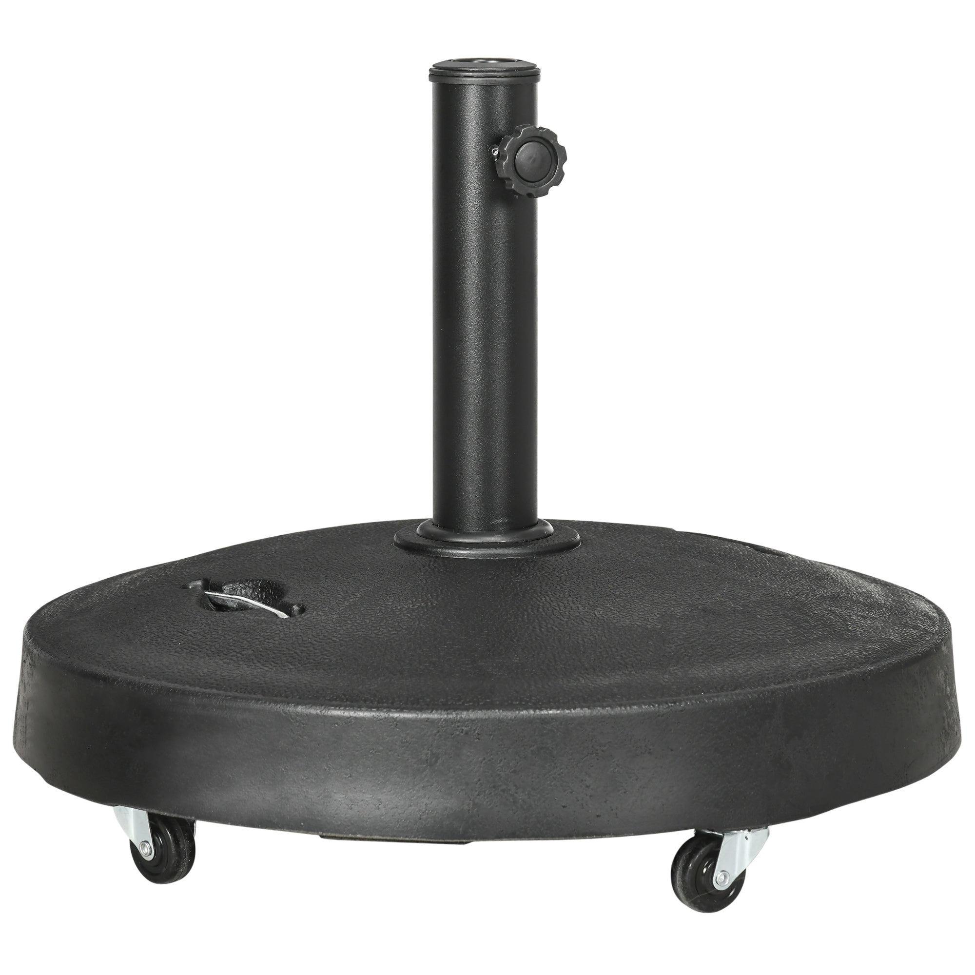 Umbrella Stand 23.5 kg Umbrella Holder with Wheels Umbrella Base for Ø38/48 mm Pole, for Garden, Balcony, Black