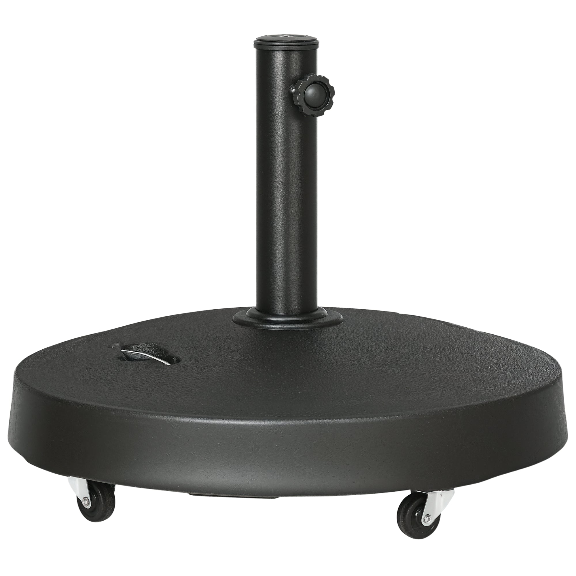 Umbrella Stand 23.5 kg Umbrella Holder with Wheels Umbrella Base for Ø38/48 mm Pole, for Garden, Balcony, Black