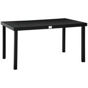 Garden Table for 6 People Dining Table Aluminum Table Garden Furniture Lounge Furniture Easy-Clean Plastic Black 140 x 90 x 74 cm