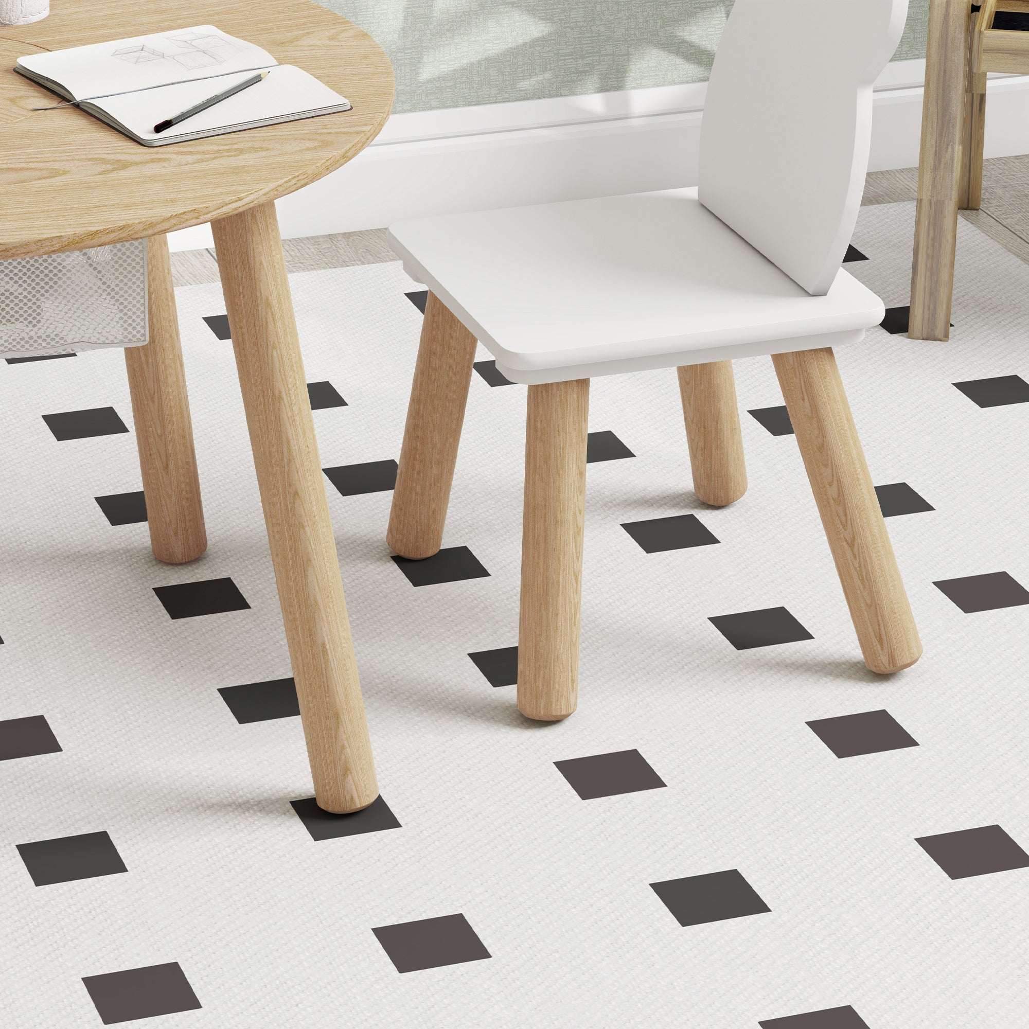 3-Piece Kids Table and Chairs Set Kids Table with 2 Chairs with Storage Space for 3-6-Year-Olds for Playroom Bedroom Nursery Natural