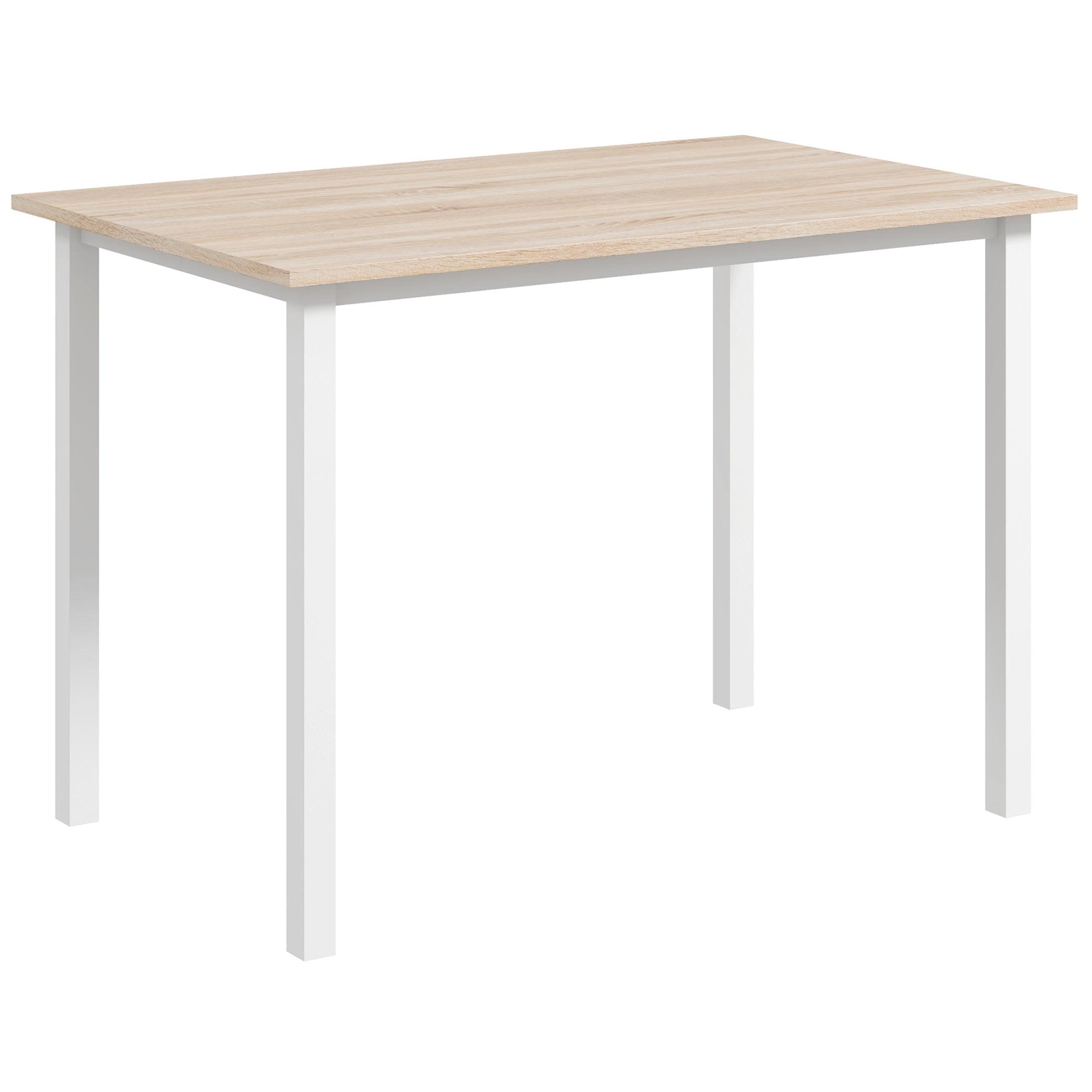 Extendable Dining Table for 4-6 People Modern Kitchen Table with Steel Legs for Dining Room 160x70x76 cm Natural Wood