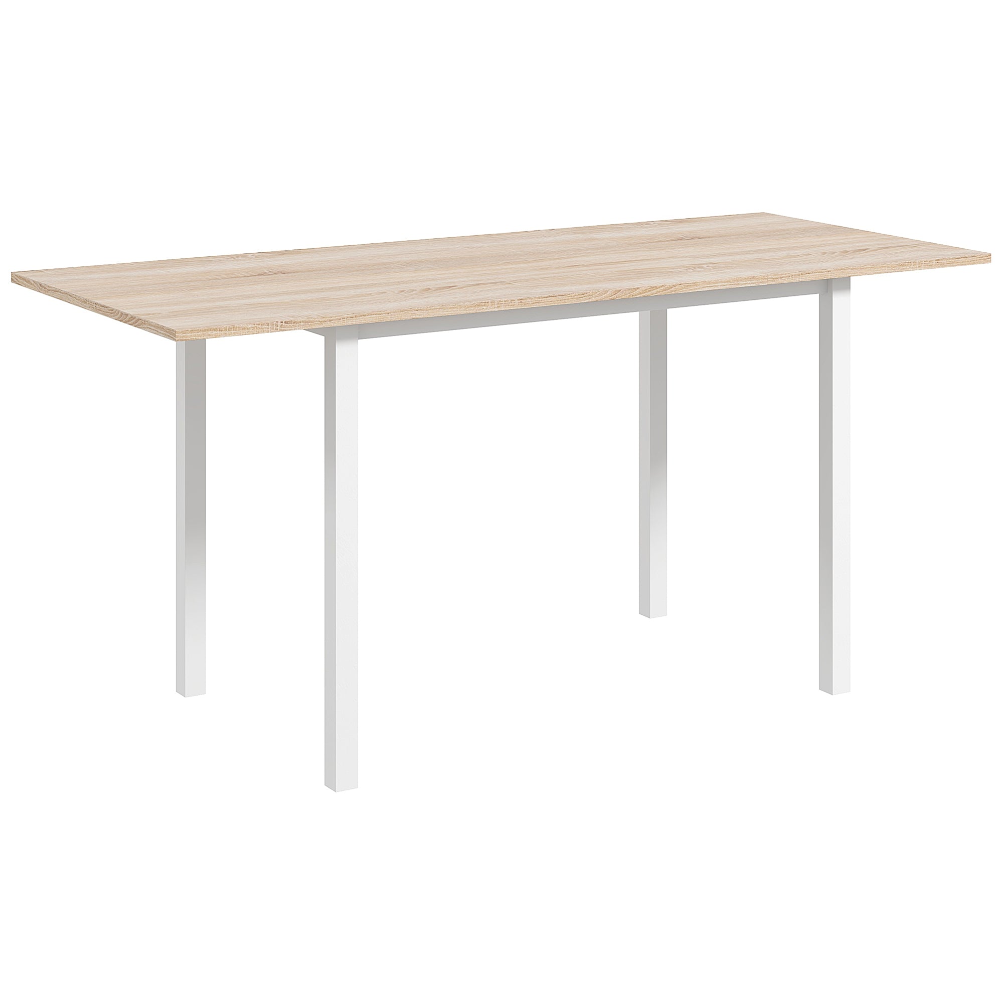 Extendable Dining Table for 4-6 People Modern Kitchen Table with Steel Legs for Dining Room 160x70x76 cm Natural Wood