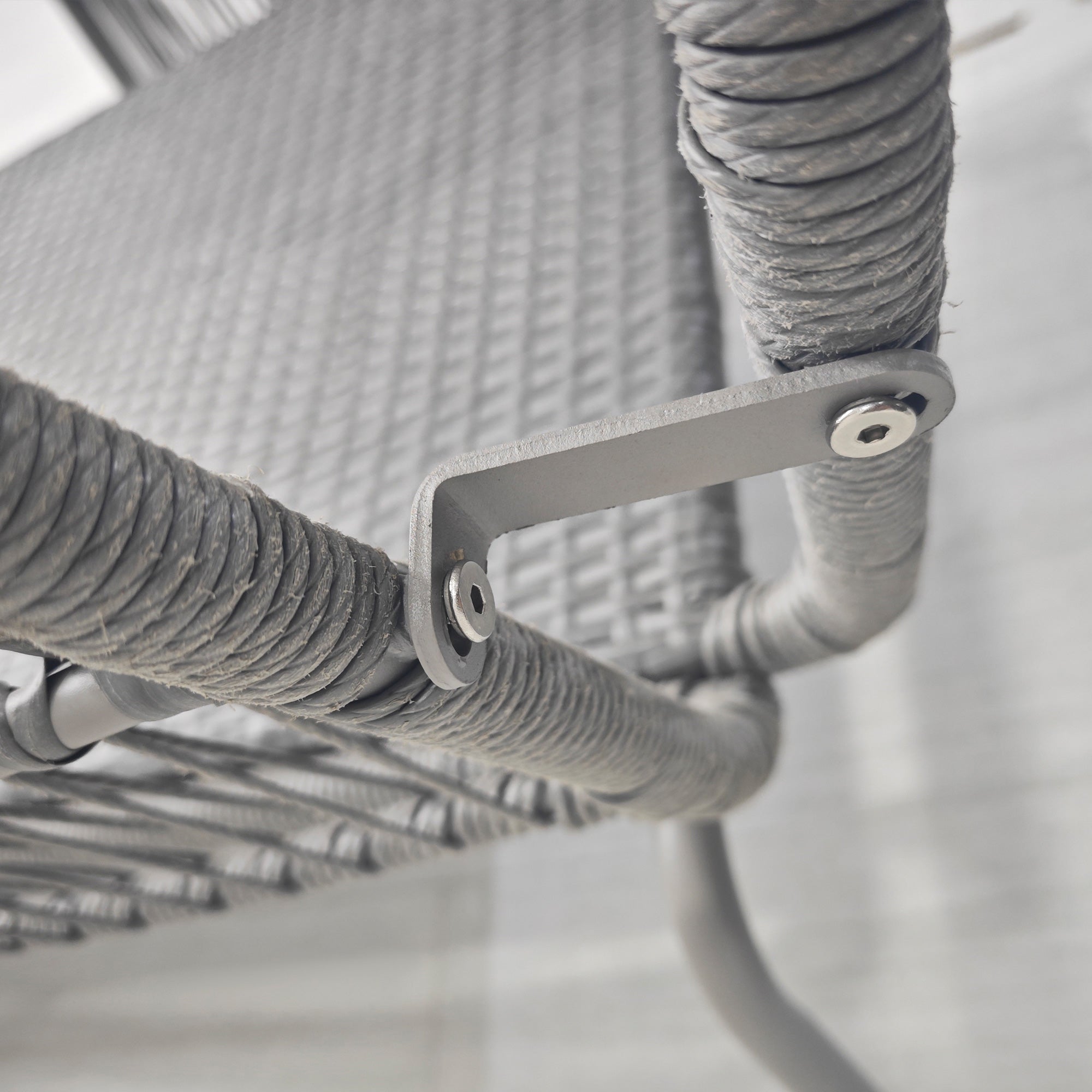 3 Piece Rattan Garden Furniture Set, Seating Group with Cushions, Patio Set with 1 Side Table, 1 Sun Lounger, 1 Double Sofa, Outdoor Furniture Set for Garden, Terrace, Steel, Light Grey