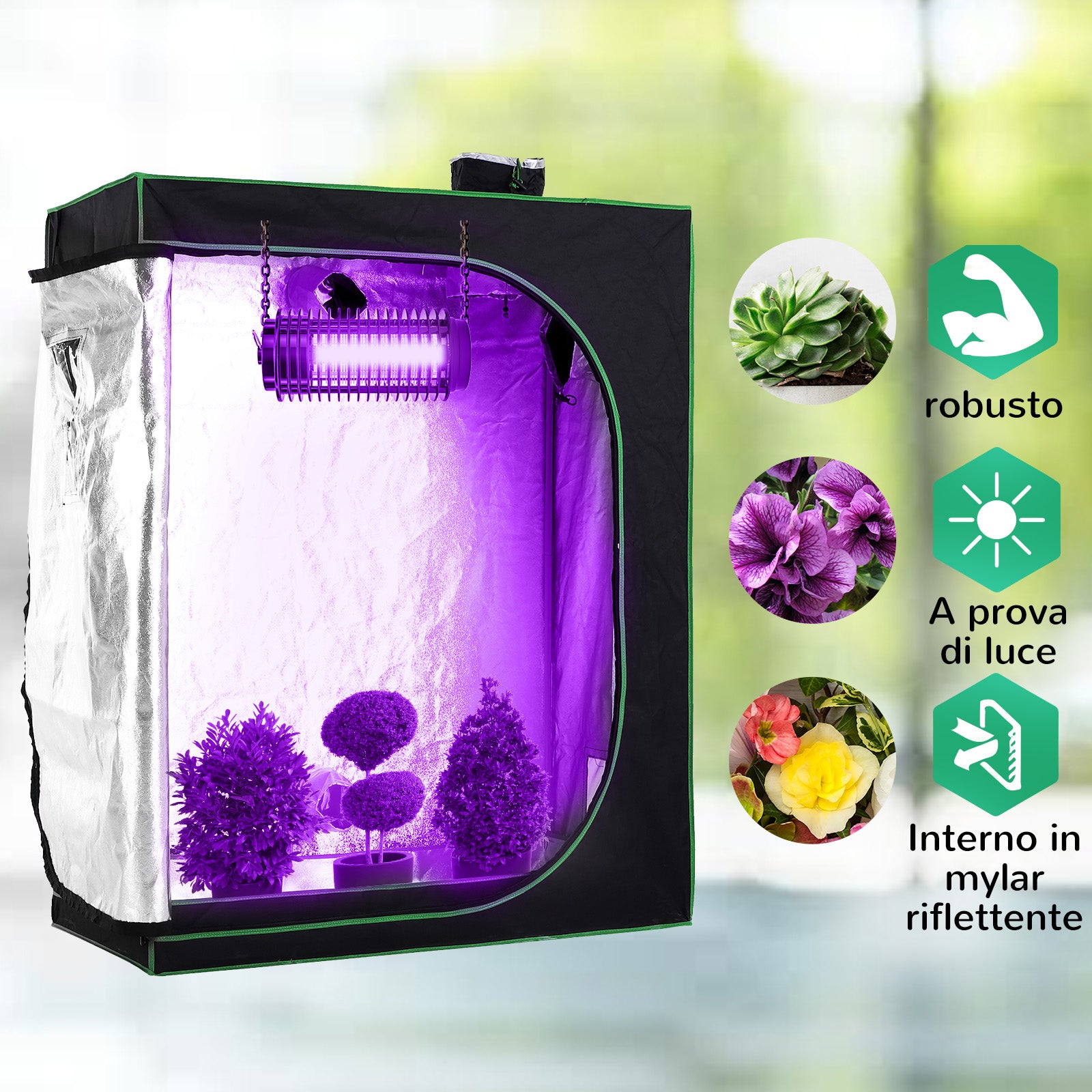 Hydroponic Tent in Oxford 600D with 3 Adjustable Air Vents and Window, Hydroponic Greenhouse for Indoor Cultivation with Cable Hole, 120x60x150 cm, Black