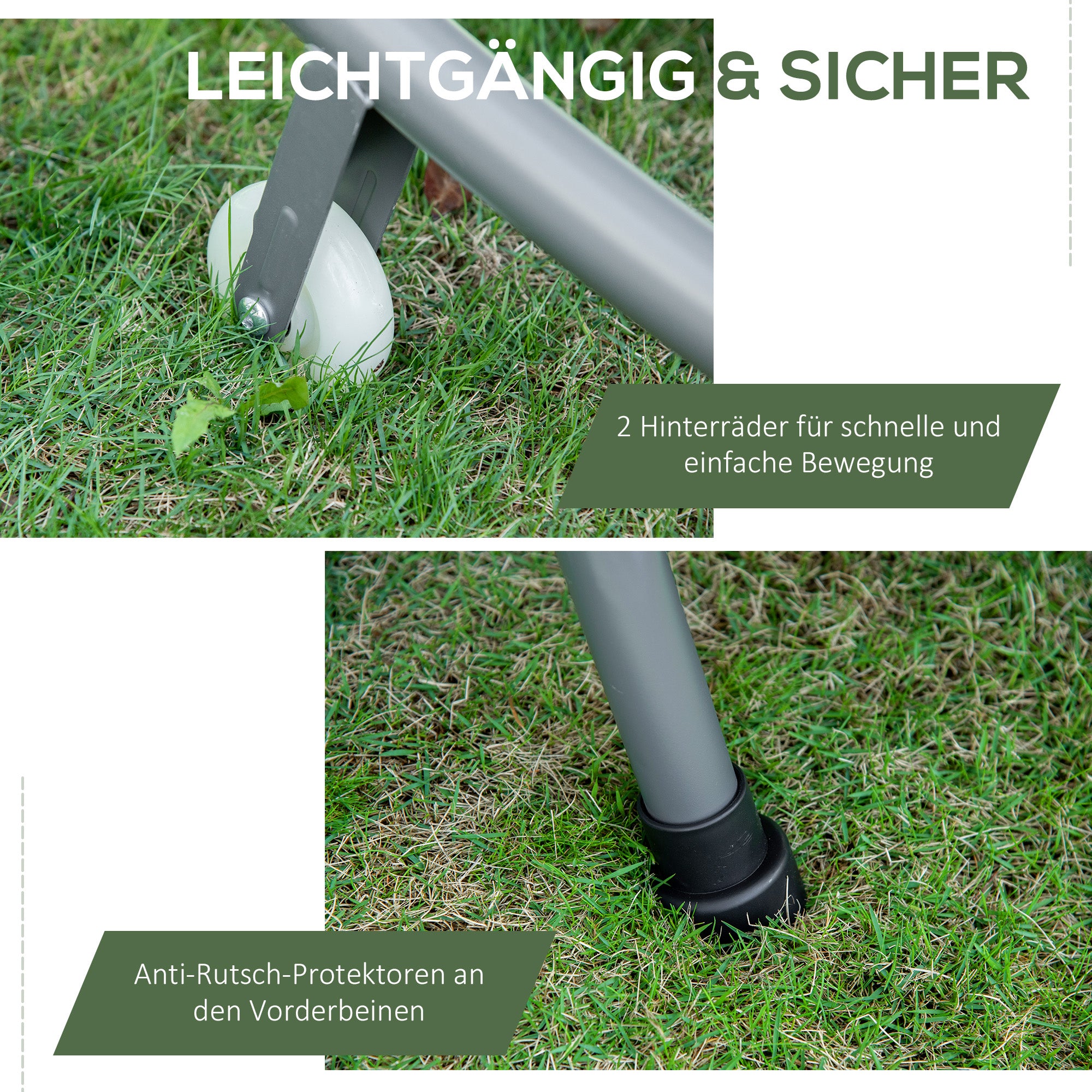 Sun Lounger with Roof Patio Lounge Chair with Pillows Water-Resistant and UV-Resistant Camping Cot up to 220kg for Garden, Balcony, Gray