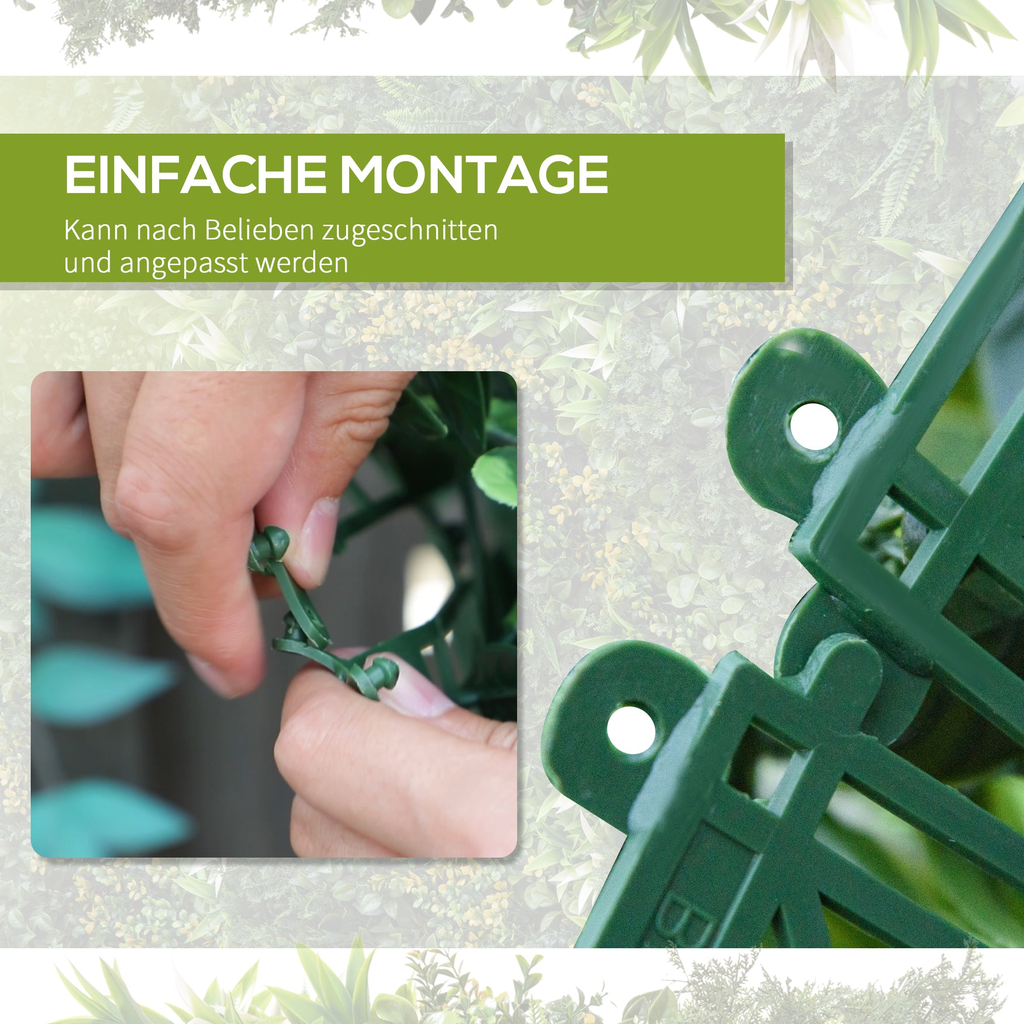 12 Piece Artificial Plant Wall Hedge 50x50 cm UV Protection Privacy Screen Multi-Leaf Design Hedge Plant for Garden Outdoor Decor