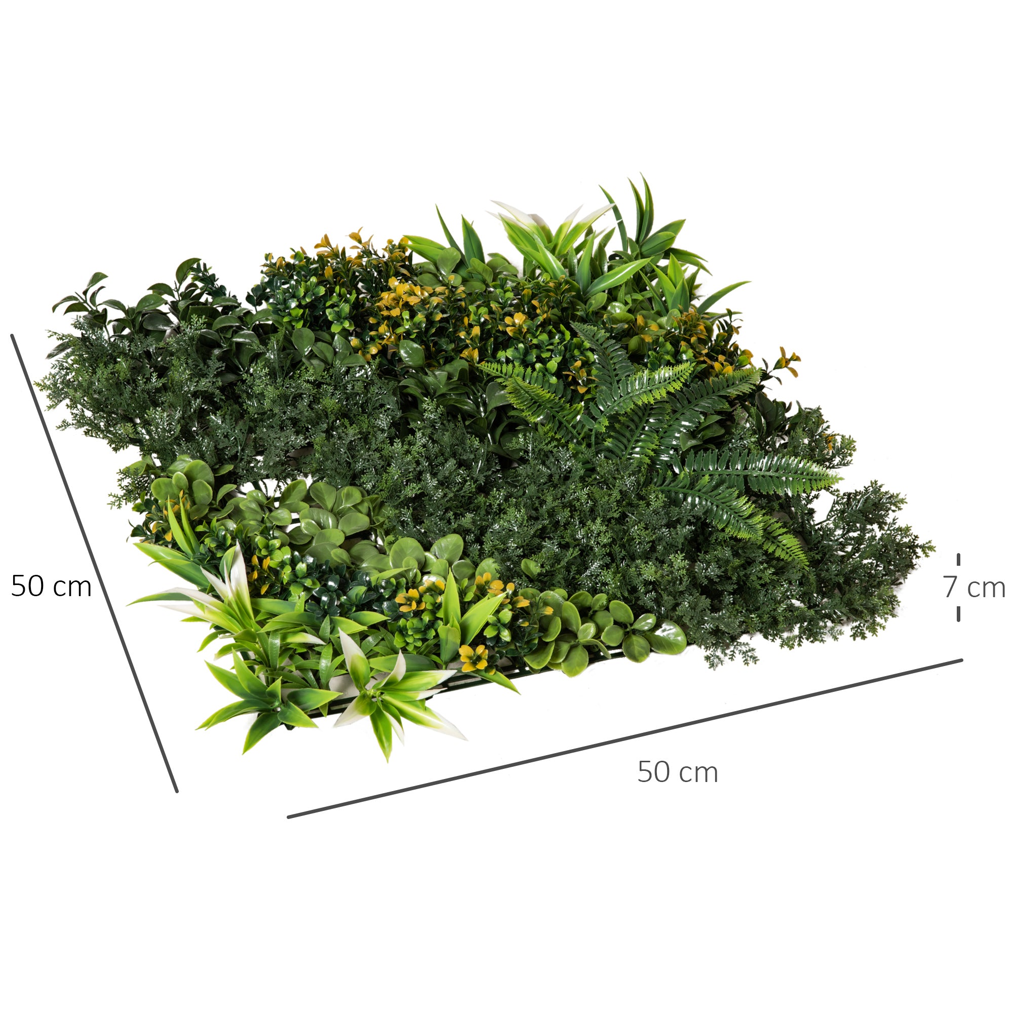 12 Piece Artificial Plant Wall Hedge 50x50 cm UV Protection Privacy Screen Multi-Leaf Design Hedge Plant for Garden Outdoor Decor