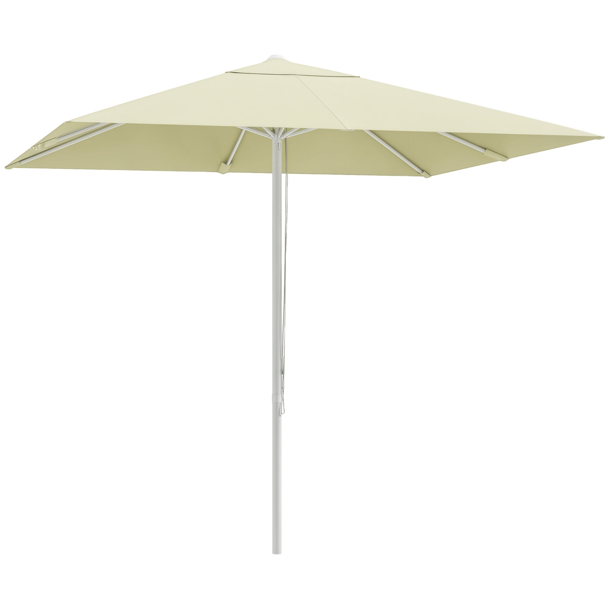 Garden Parasol, Square Outdoor Umbrella 2.48 x 2.48 x 2.50 m, 2 Adjustable Heights, High-Density 180 g/m² Fabric, Aluminum and Metal, Beige