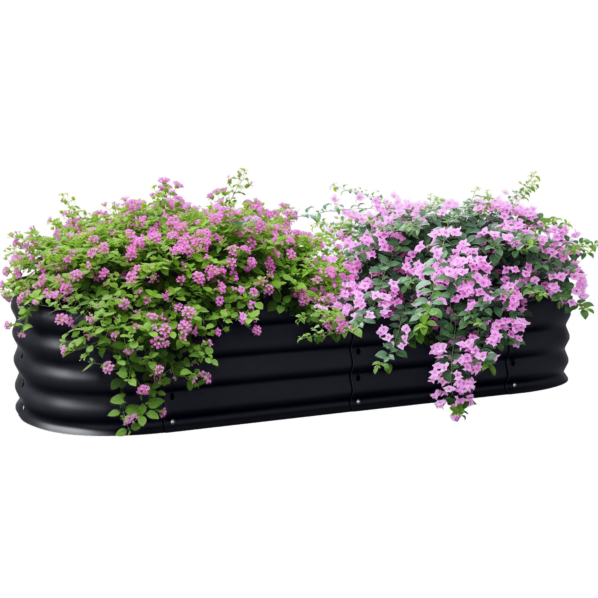 Modular Raised Garden Bed Vegetable Planter Steel Planter Box for Vegetables, Plants, Flowers, 150 x 62 x 30cm, Black