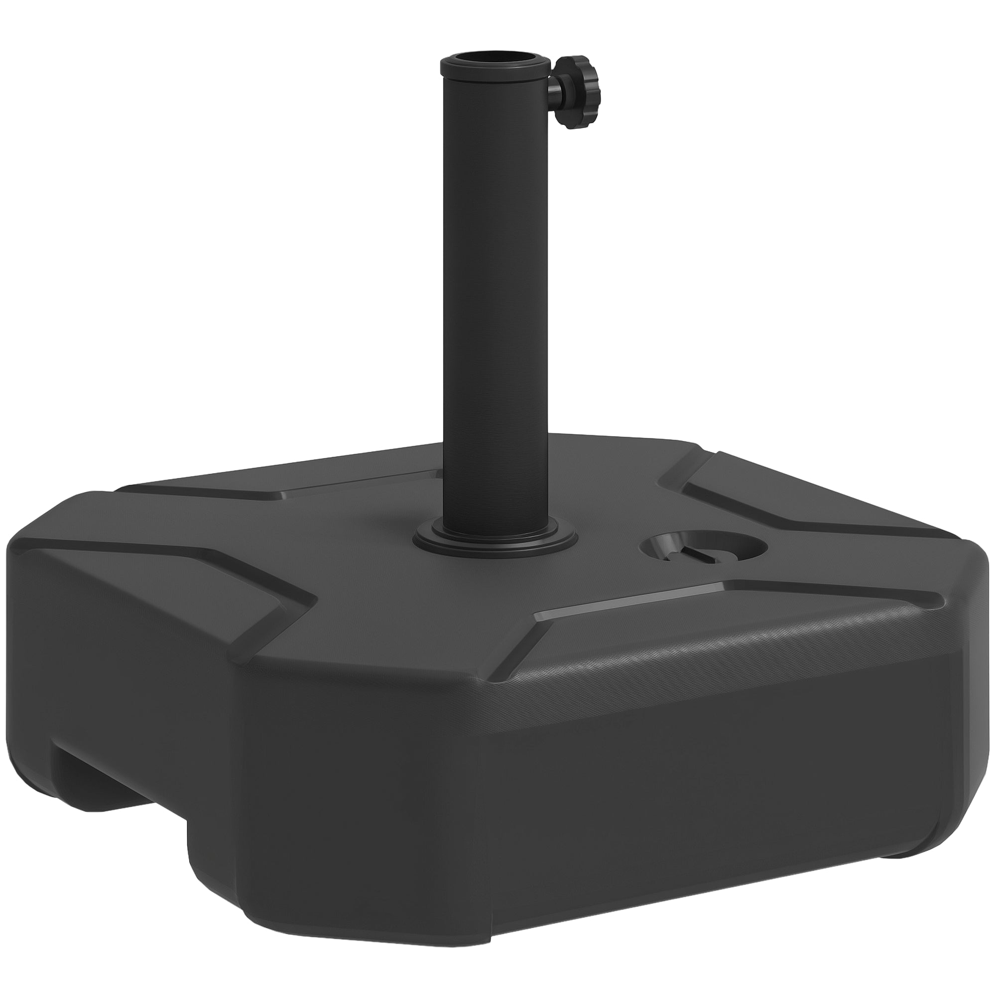 fillable umbrella stand up to 25 kg, Square umbrella holder, Umbrella weight, Stand for umbrella 38/48mm pole diameter, for balcony, terrace, garden, Black