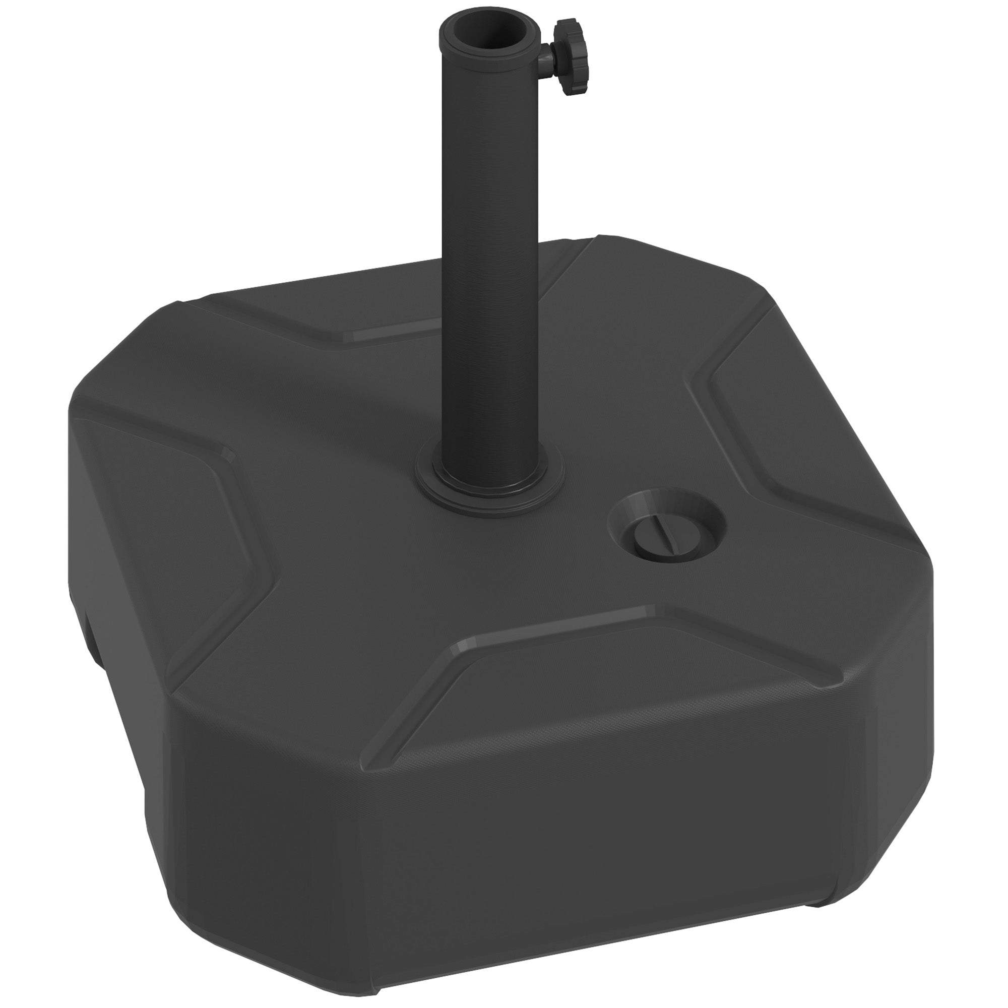 fillable umbrella stand up to 25 kg, Square umbrella holder, Umbrella weight, Stand for umbrella 38/48mm pole diameter, for balcony, terrace, garden, Black