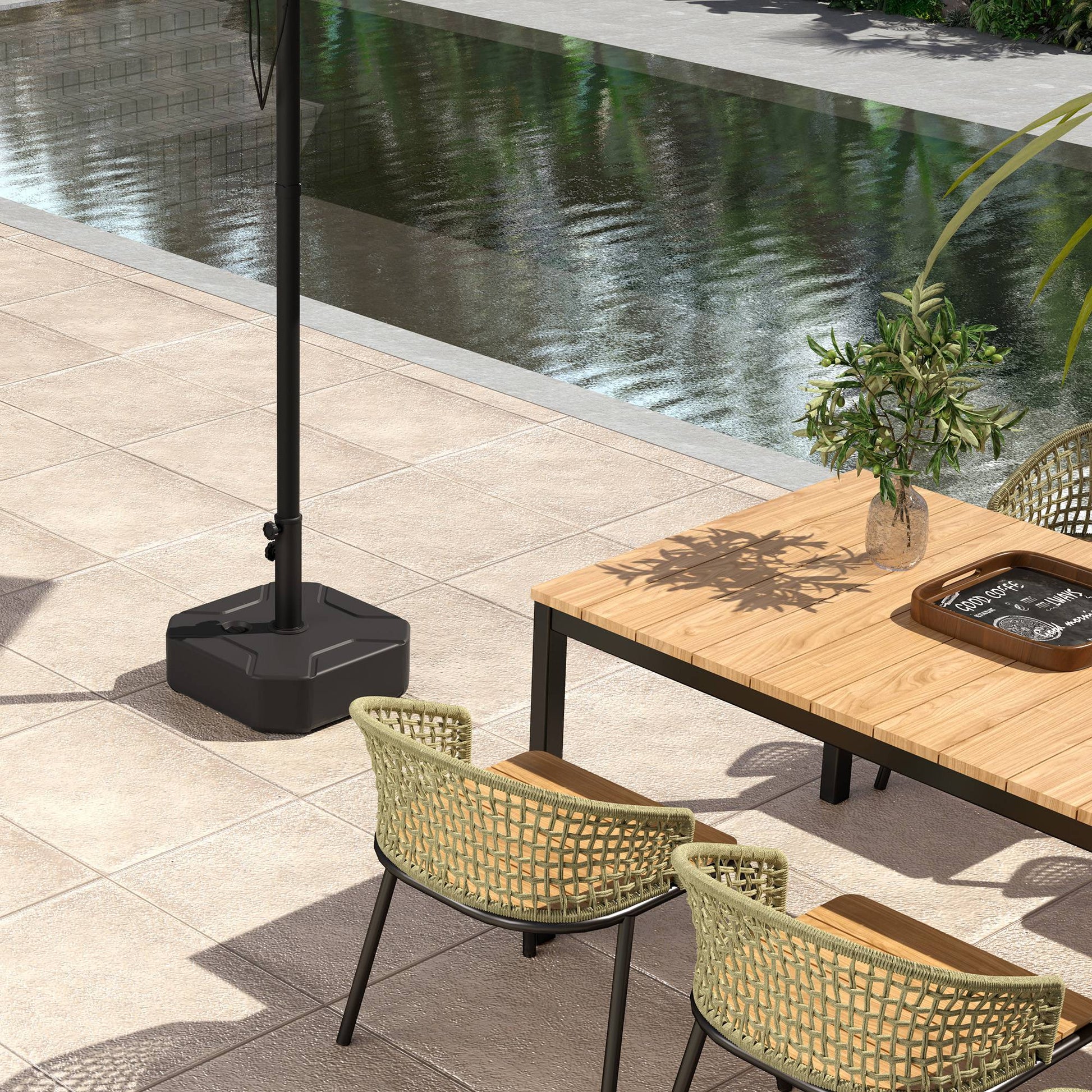 fillable umbrella stand up to 25 kg, Square umbrella holder, Umbrella weight, Stand for umbrella 38/48mm pole diameter, for balcony, terrace, garden, Black