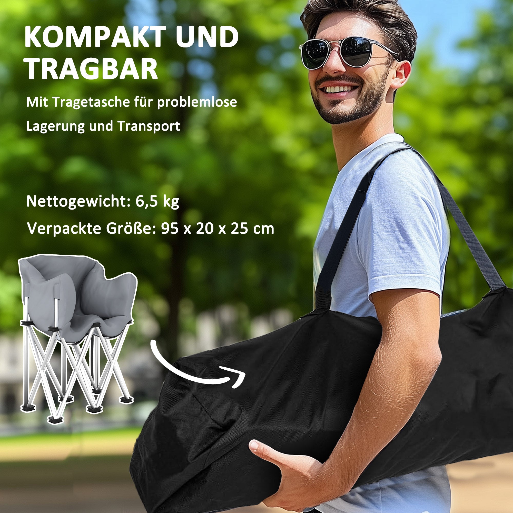 Folding Chair 2 Seater Foldable Camping Chair with Armrests Side Pocket Outdoor Folding Chair up to 240kg Load-bearing Lightly Padded Fishing Chair Garden Chair for Garden Camping Beach