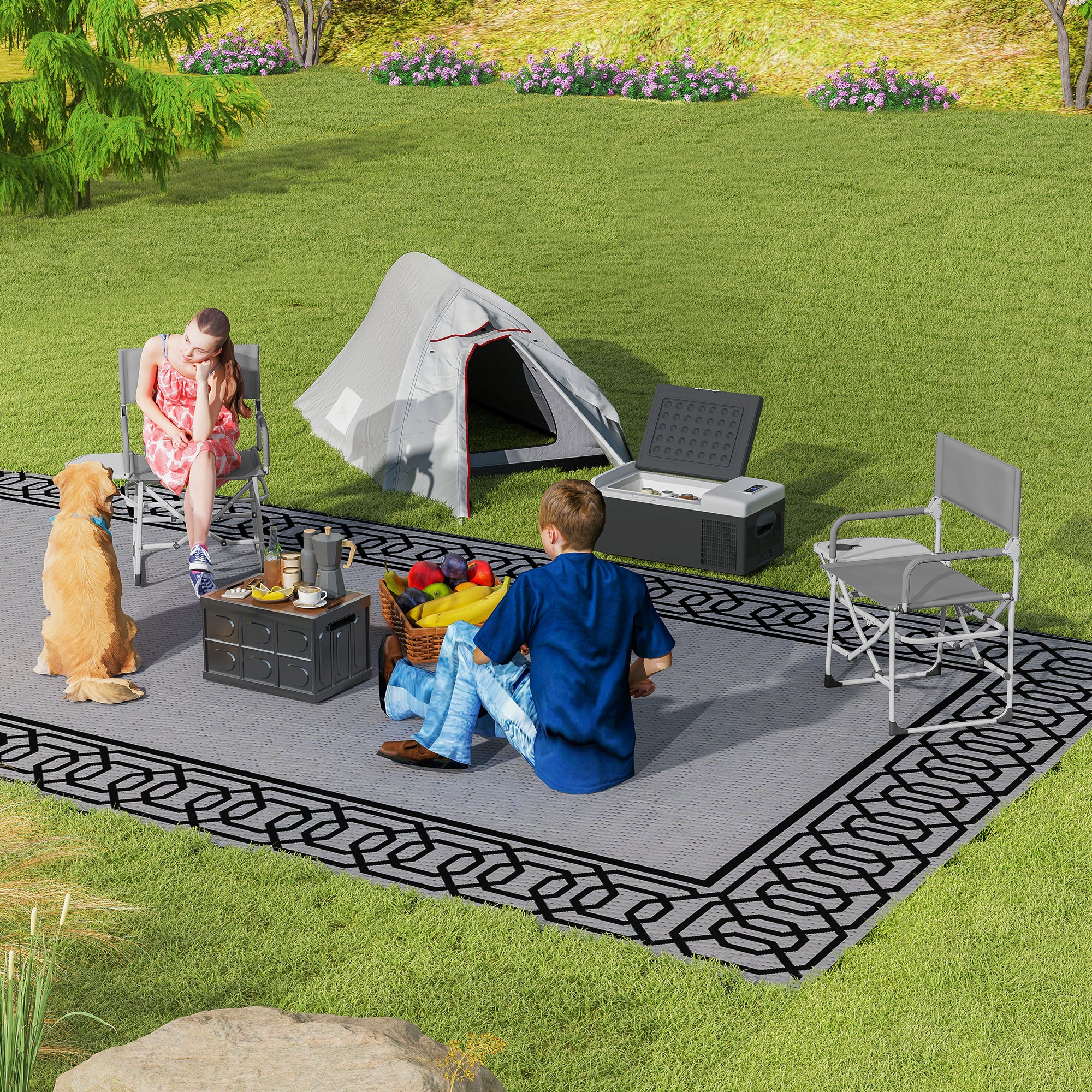 Camping Tent with Double Roof 2000mm and Carrying Bag, Lightweight Waterproof Ventilated Tunnel Tent Easy to Set Up, dim. 300L x 135W x 110H cm